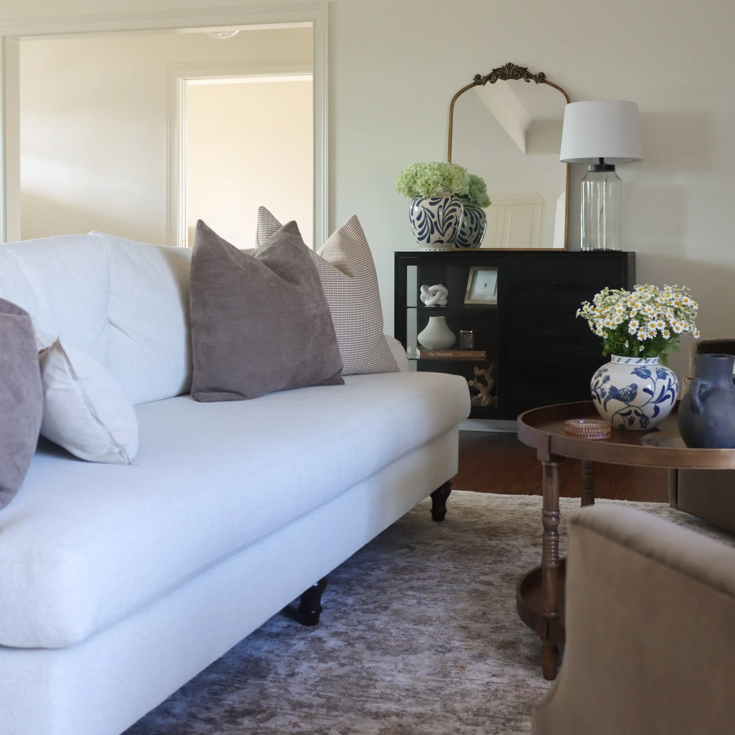 Warm Neutral Living Space with Vintage-Inspired Details
