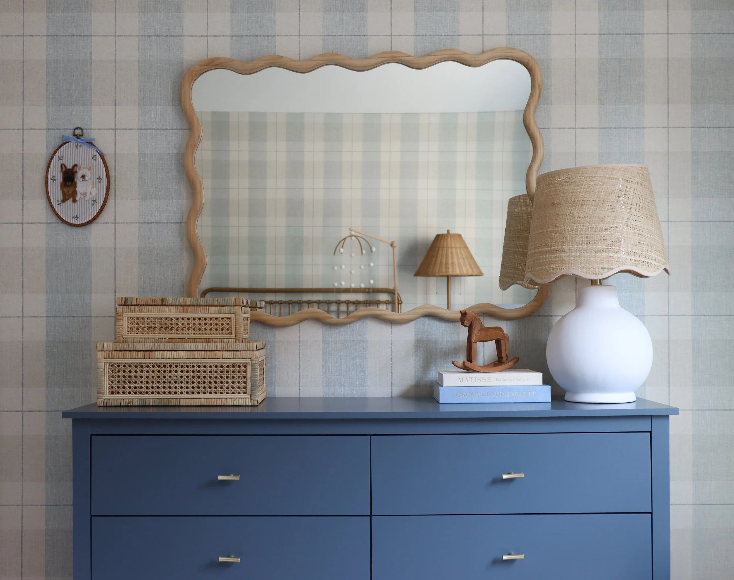 Blue Plaid Wallpaper Baby Nursery