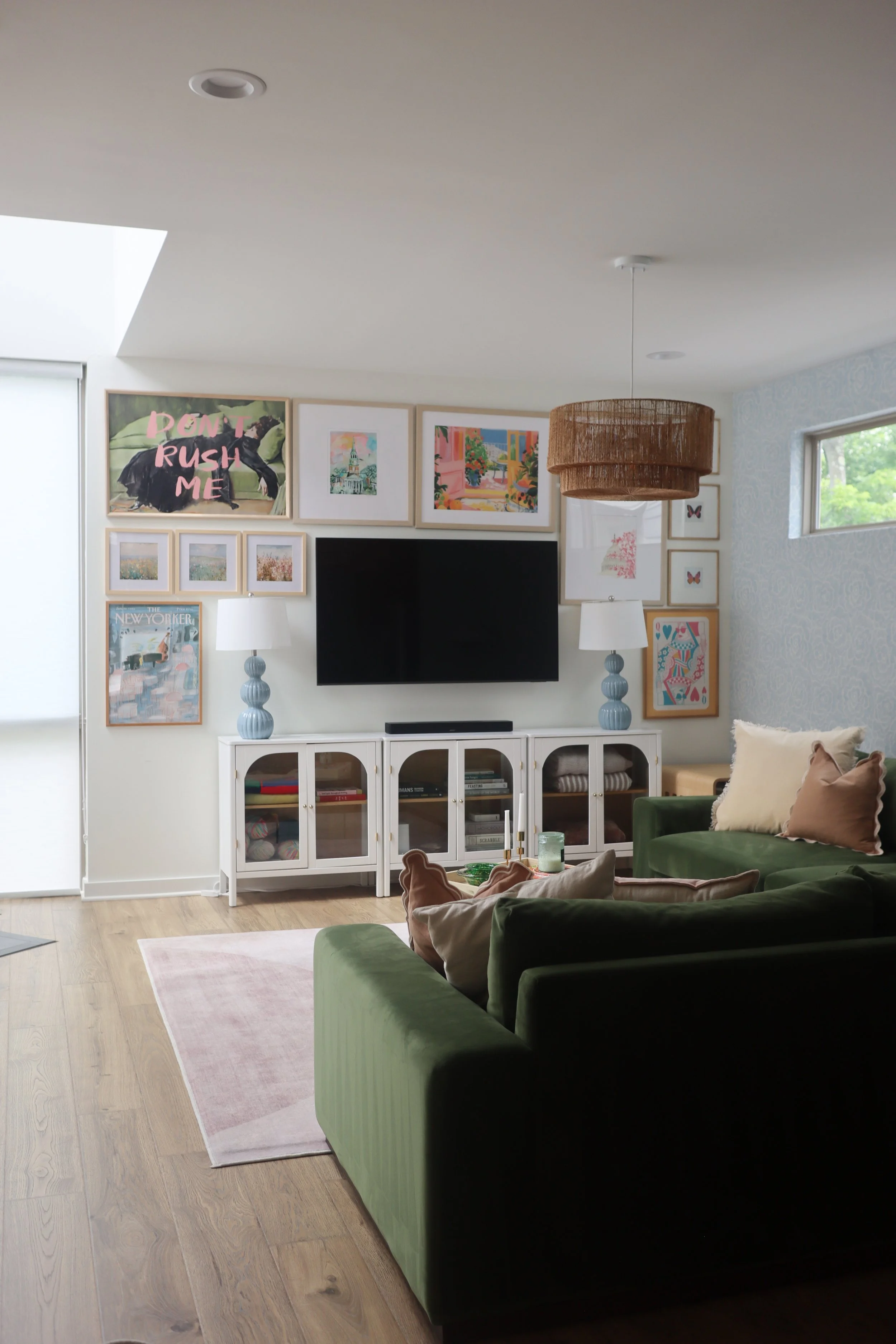 Vibrant and eclectic interior design project in a new build home. Featuring rich greens, playful pinks, and soft blues, this Nashville-area home reflects bold personality and modern charm.