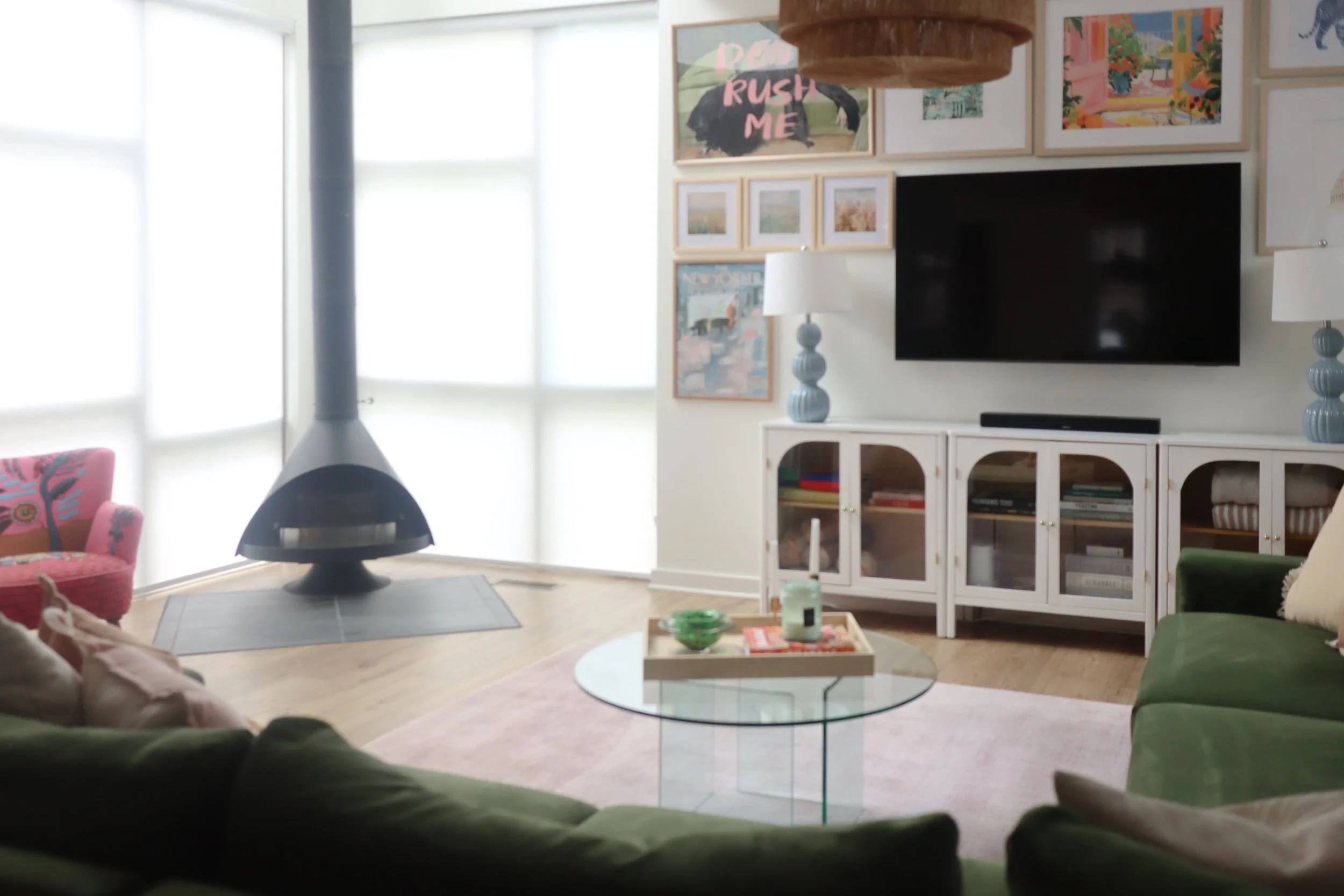 Vibrant and eclectic interior design project in a new build home. Featuring rich greens, playful pinks, and soft blues, this Nashville-area home reflects bold personality and modern charm.