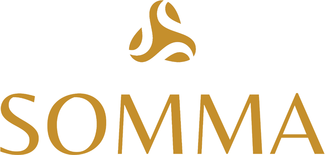 Somma logo featuring a stylized flame symbol above the word "Soma" in gold letters.