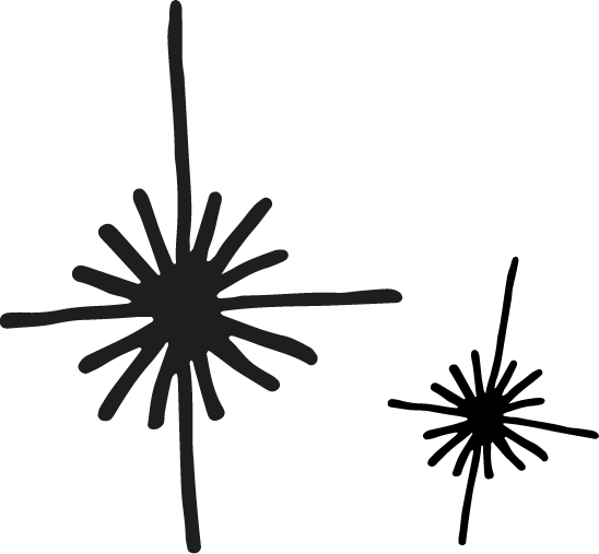 Black and gray fireworks burst illustration on a black background.