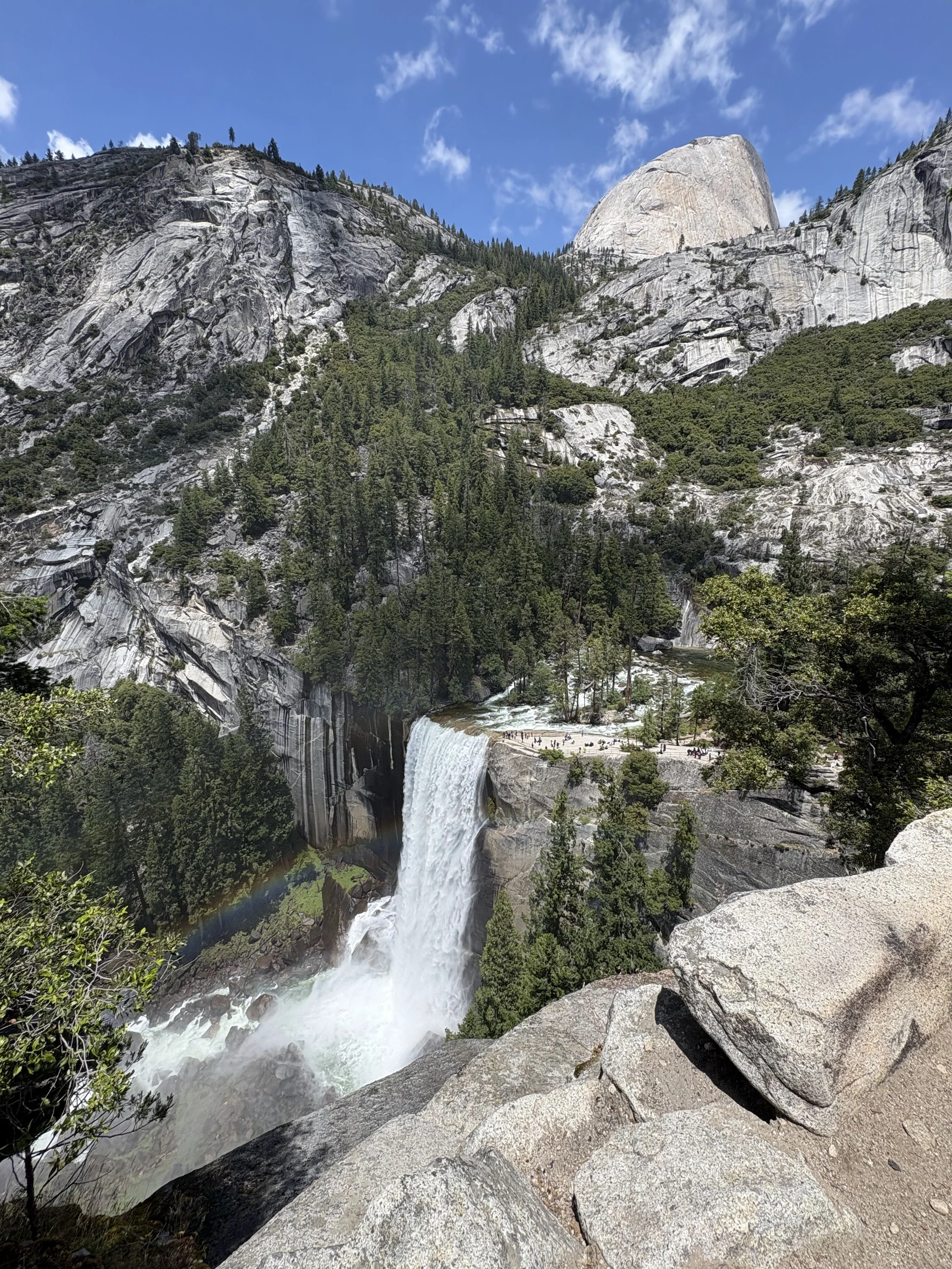 John Muir Trail with Half Dome, Nevada Fall, and a rainbow