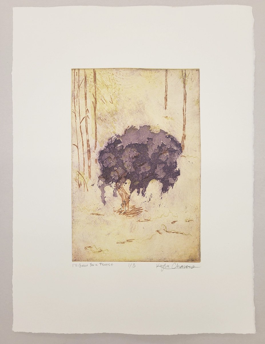 "I'll Grow You A Forest"
15" x 11"
Etching, aquatint, open bite, multi-plate colored intaglio
2025