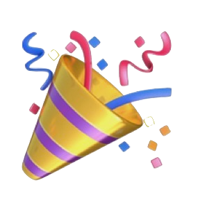 Decorative party horn with pink and purple streamers.