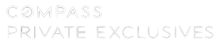 Logo with the words 'COMPASS PRIVATE EXCLUSIVES' in black and white.