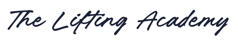 The Lifting Academy logo in black cursive font on a white background.