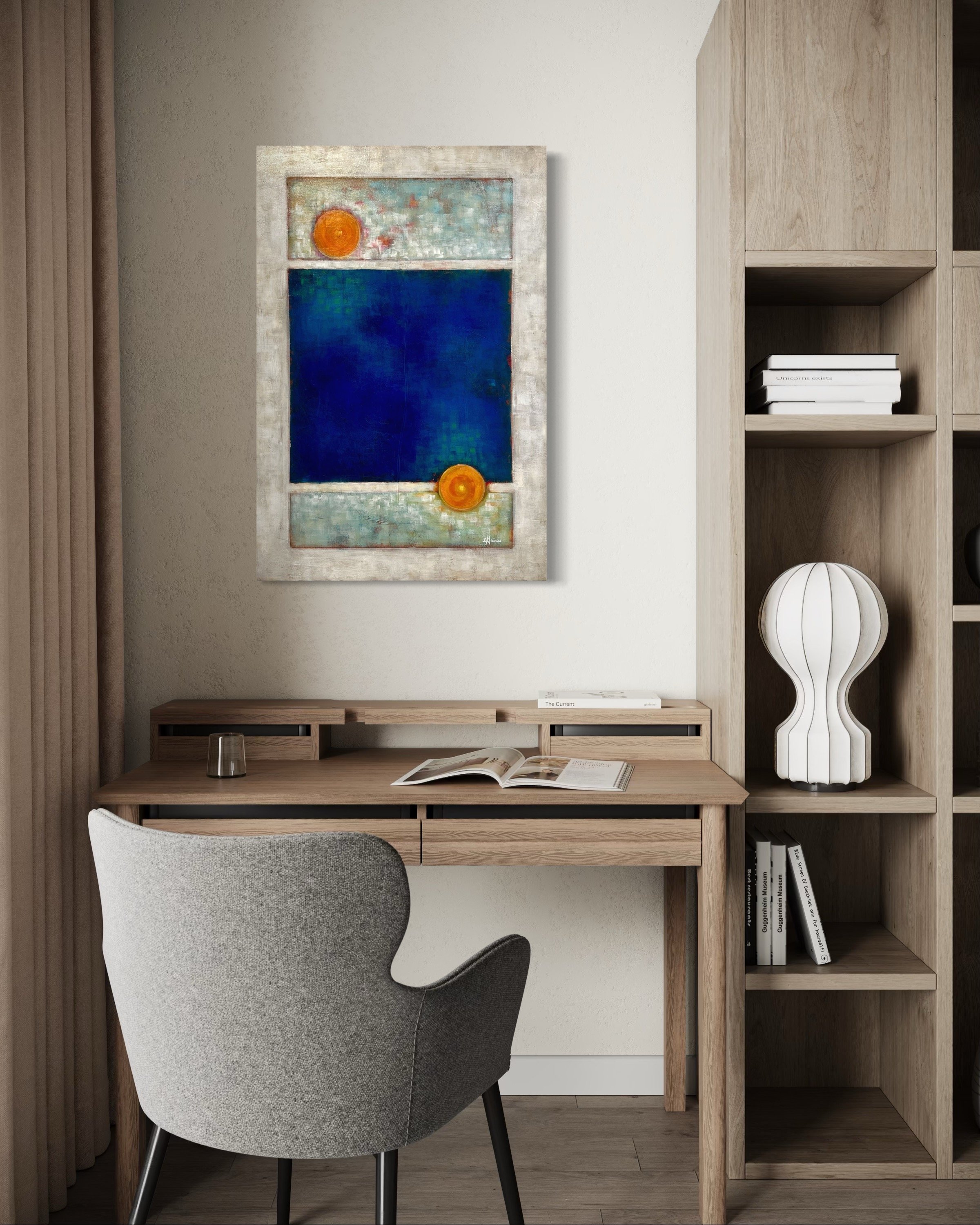 Sunrise, Sunset | Abstract Blue and Orange Geometric Painting by Jodi Gaines