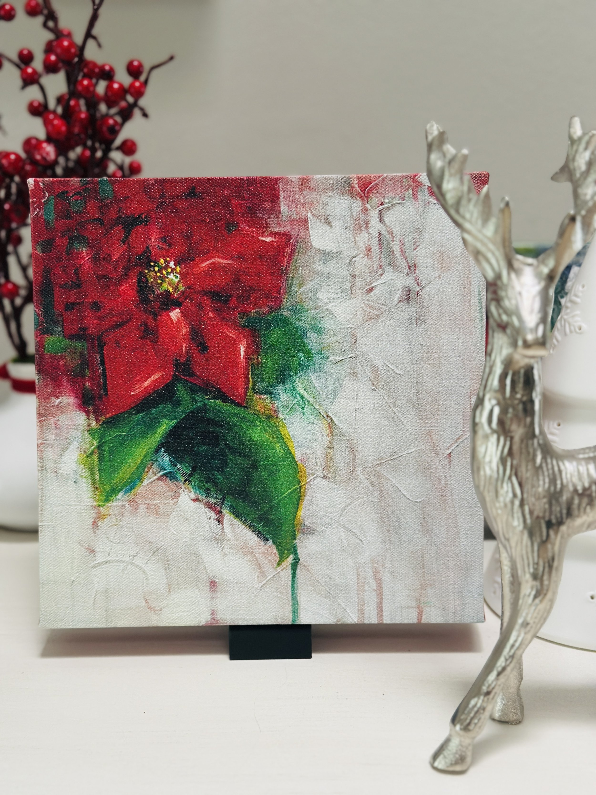 Poinsettia Bloom Limited Edition Print 8 x 8