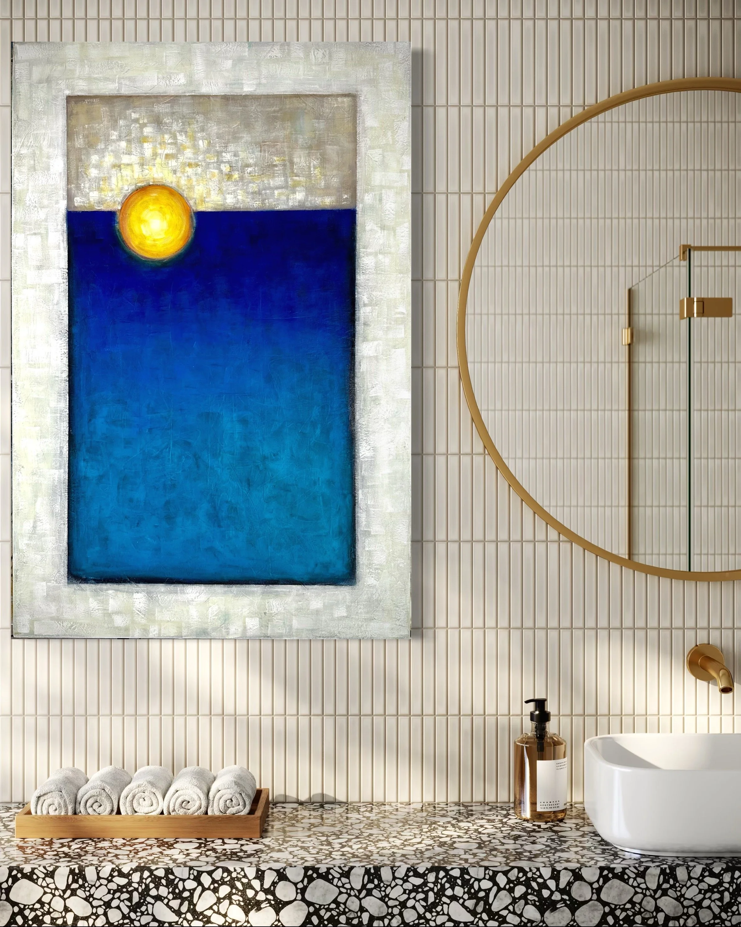 Sunrise at the Pier - Abstract Ocean Coastal Artwork by Jodi Gaines