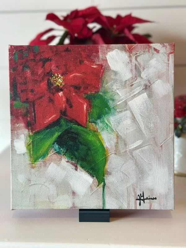 Poinsettia Bloom Limited Edition Print 8 x 8