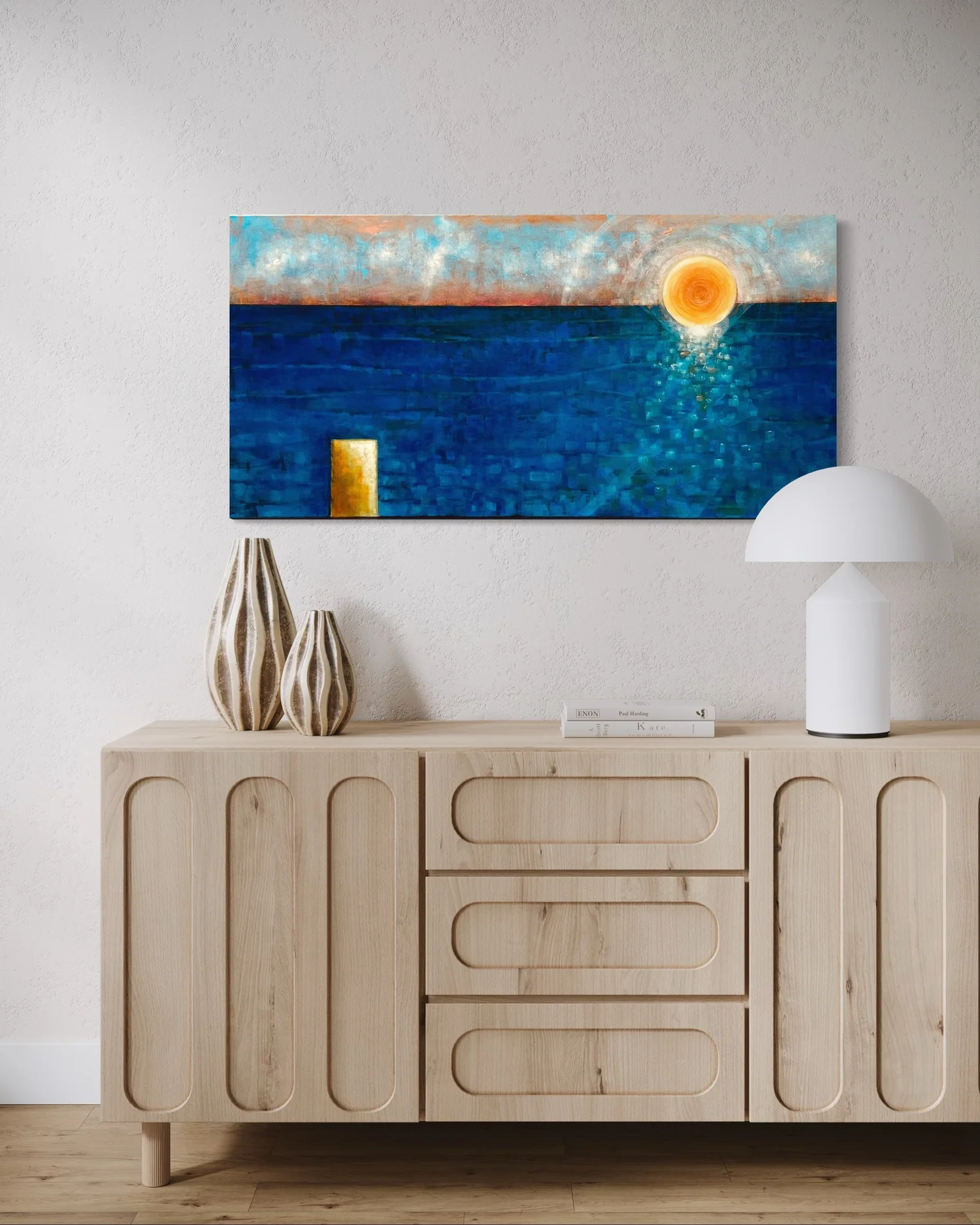 Fire in the Sky | Abstract Ocean Sunset Painting by Jodi Gaines