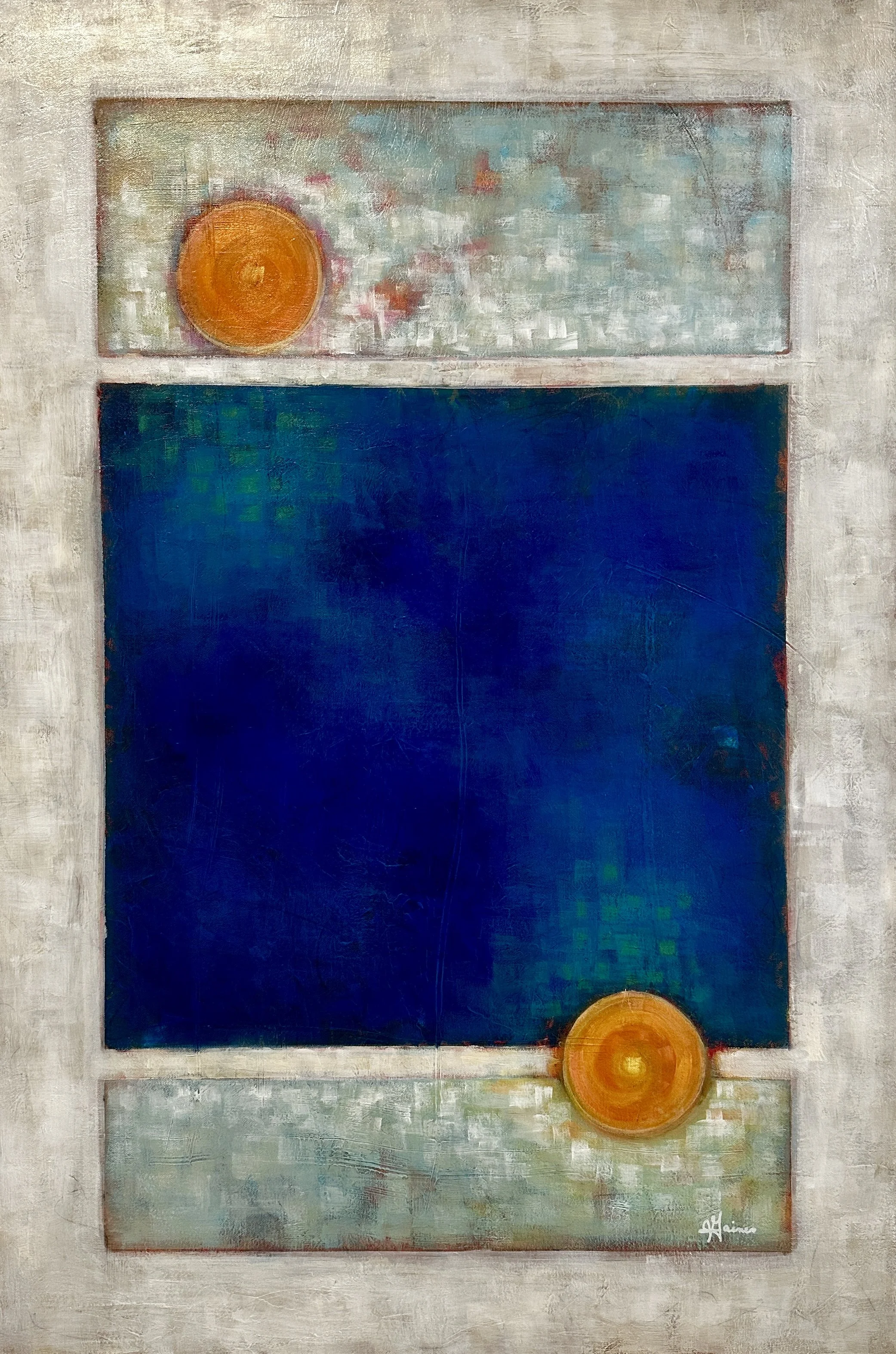 Sunrise, Sunset | Abstract Blue and Orange Geometric Painting by Jodi Gaines