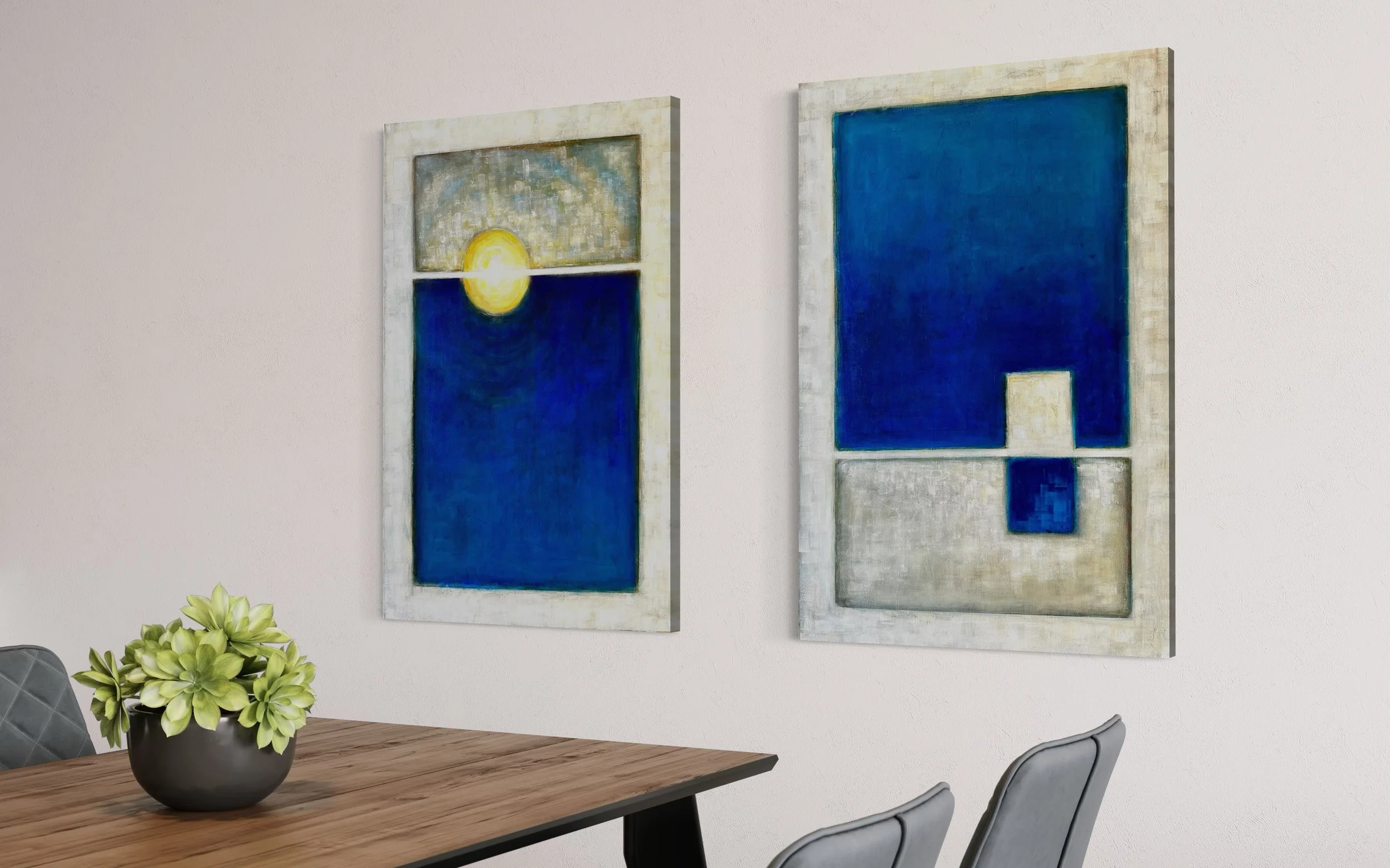 Sunrise July 24 1937 - Minimalist Modern commissioned painting of a sunrise by Jodi Gaines