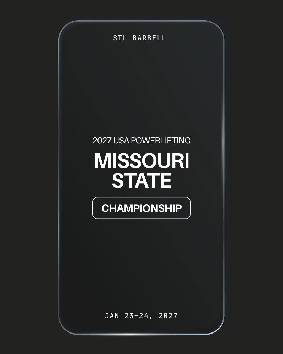 POV: All those training sessions are leading up to THIS. 👀🔥

The 2027 USA Powerlifting Missouri State Championship is coming to STL Barbell January 23&ndash;24, 2027!

Consider this your sign to get on the platform. 💪

✔️ Full Power + Bench Only
✔