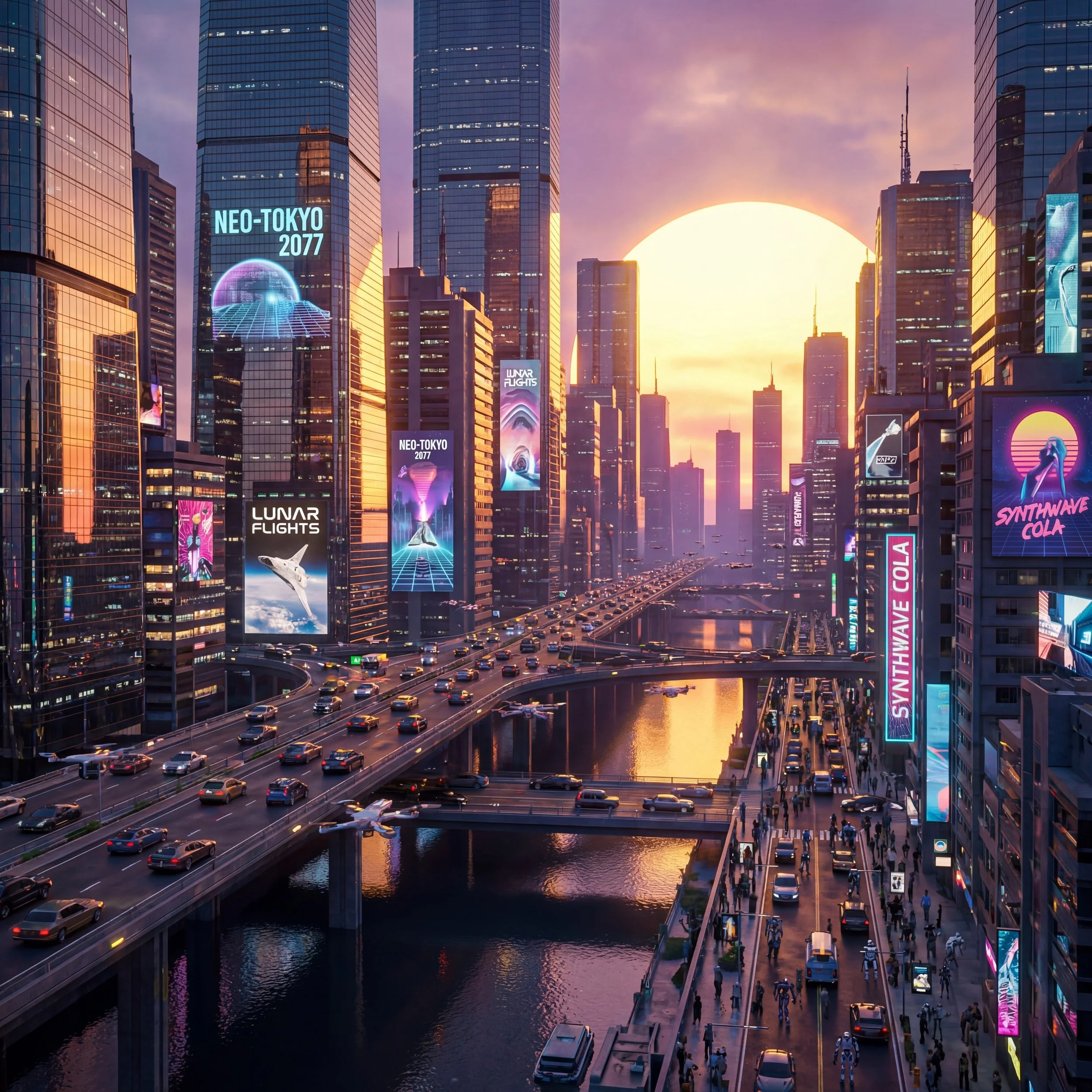 A futuristic cityscape at sunset with flying cars, holographic billboards, and n (12).jpeg