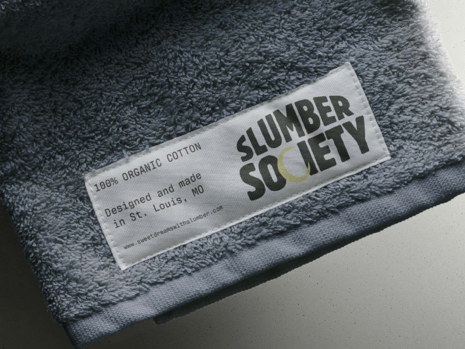 slumber society towel label mock up