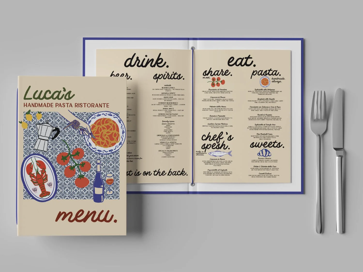 Lucas menu design