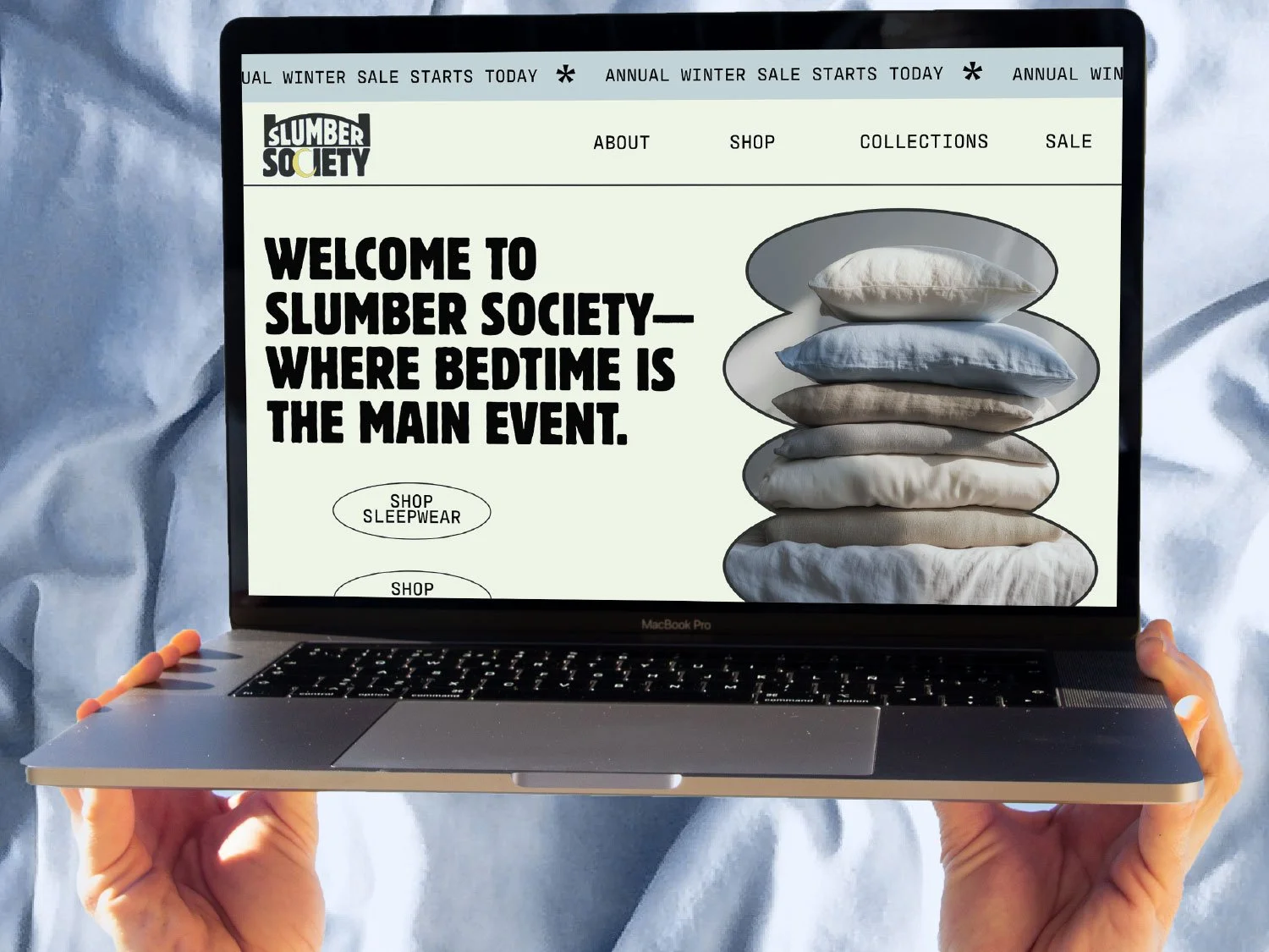 slumber society website mockup