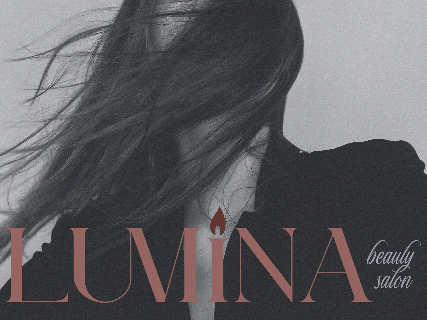 ;mina salon branded graphic with woman's hairstyle