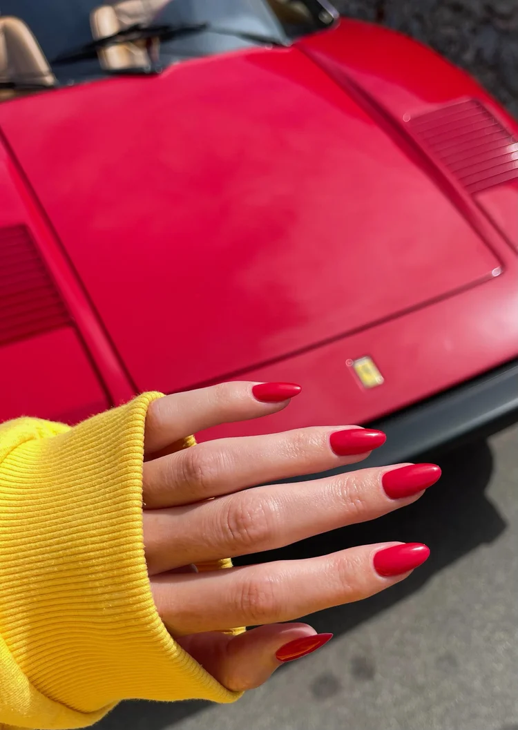 Red gel manicure by nail artist Sydney Roper at LDM Hair, West Hollywood