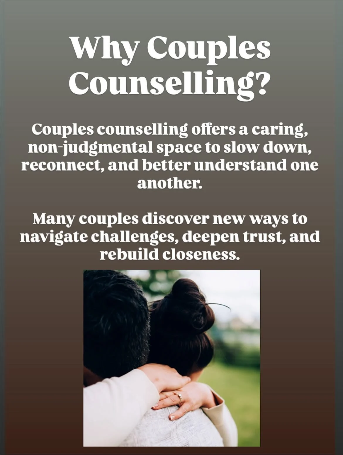 ✨ Let&rsquo;s talk about Couples Therapy ✨ 

It can be intimidating&hellip; maybe one of you is being dragged to counselling by the other&hellip; maybe the thought of sharing your deepest insecurities with your partner and a third-party makes you nau