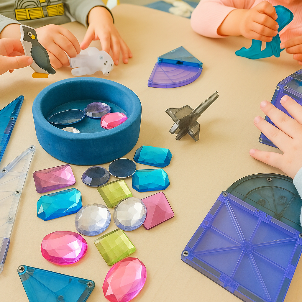 Sparkling gems 💎✨ and arctic friends 🐧🐻❄️🦭 I love watching them use their creativity and imagination!