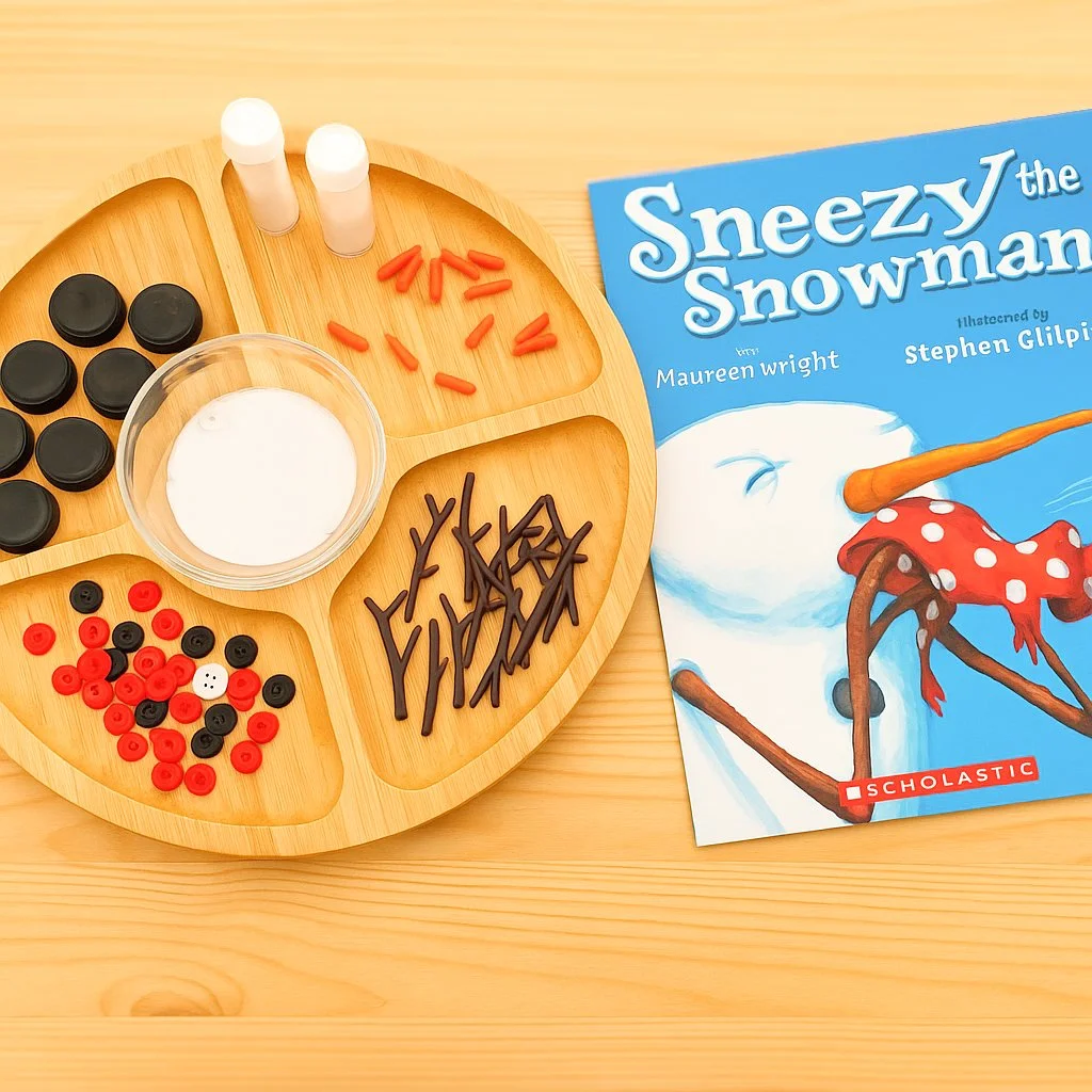 We built our own Sneezy the Snowman! ⛄📚😊