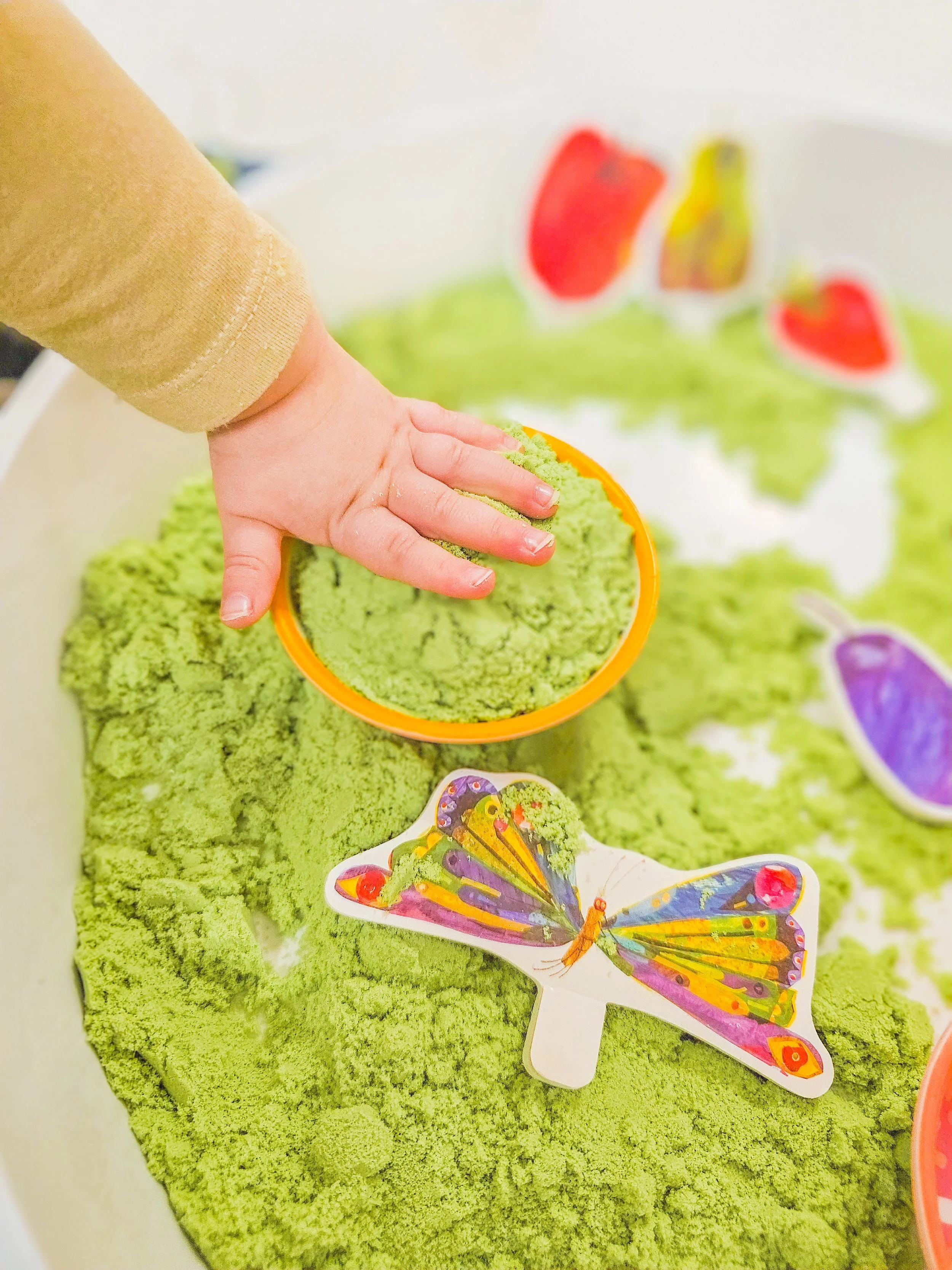 Exploring one of our favorite stories through sensory play! 🐛🦋