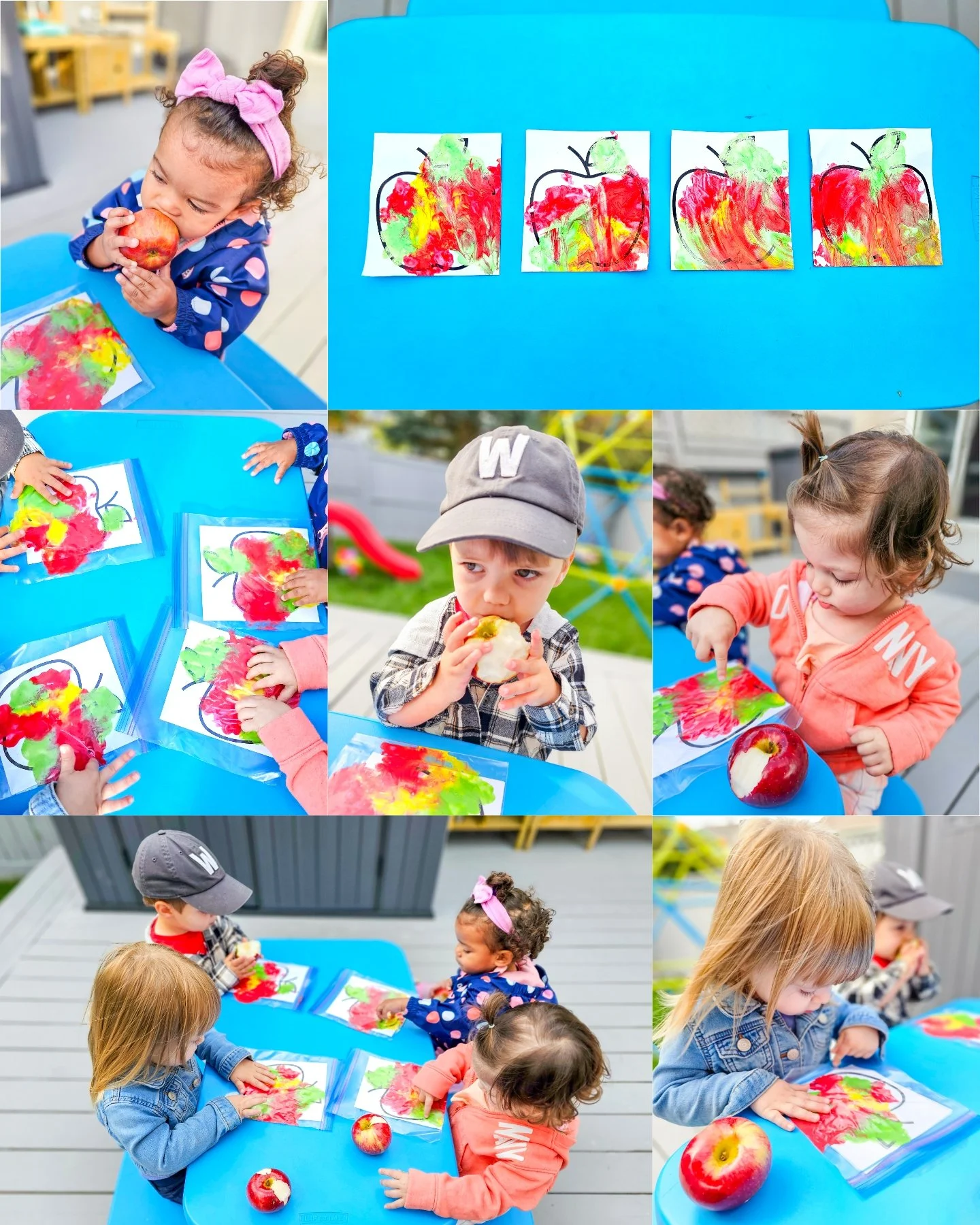 Mess free apple painting (and snacking 🙃) 🍎🎨
