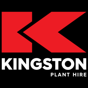 Kingston Plant Hire logo with red and black design and bold white text.