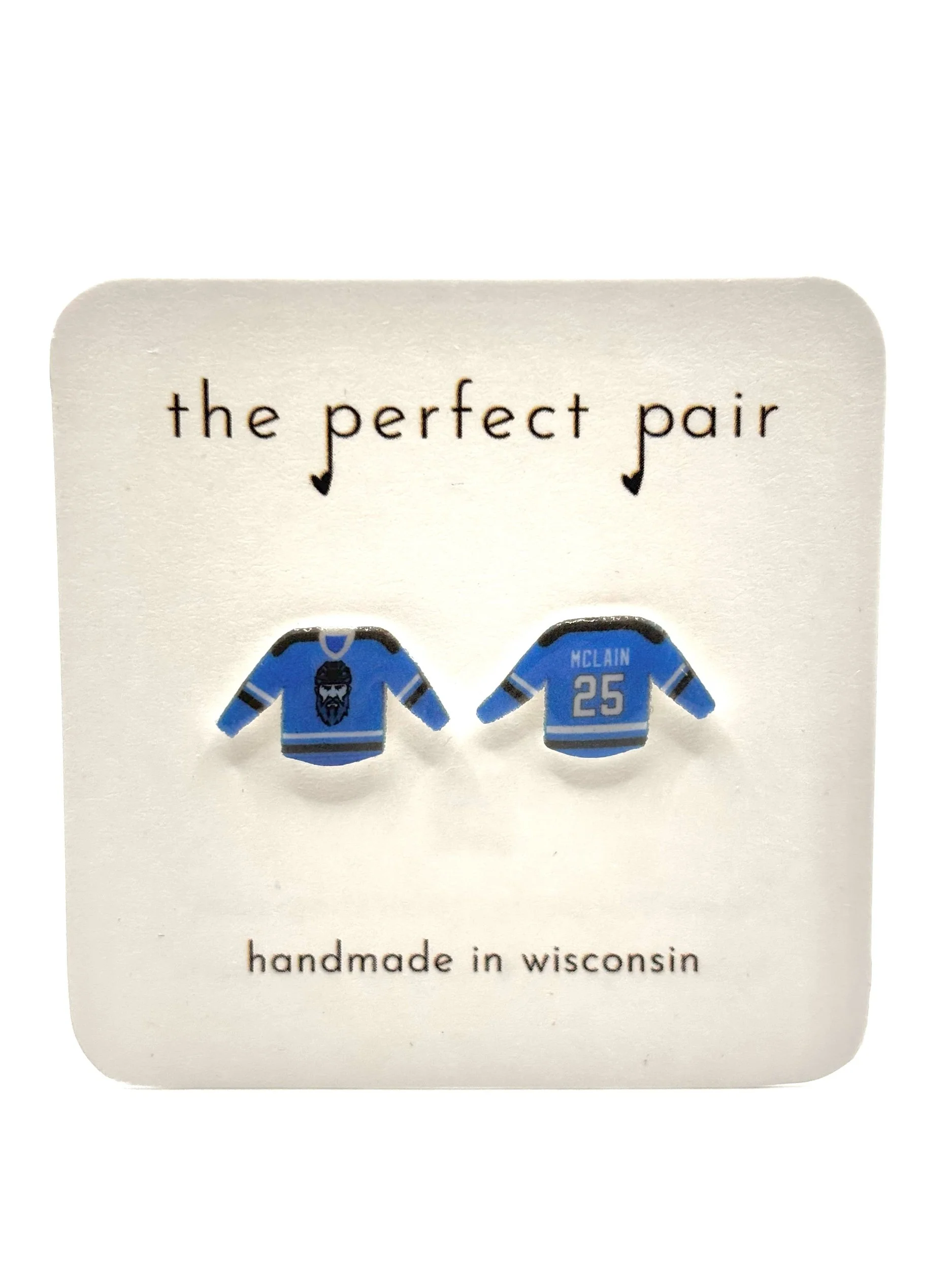 Fond du Lac Thunder Hockey Jersey Stud Earrings CUSTOMIZABLE