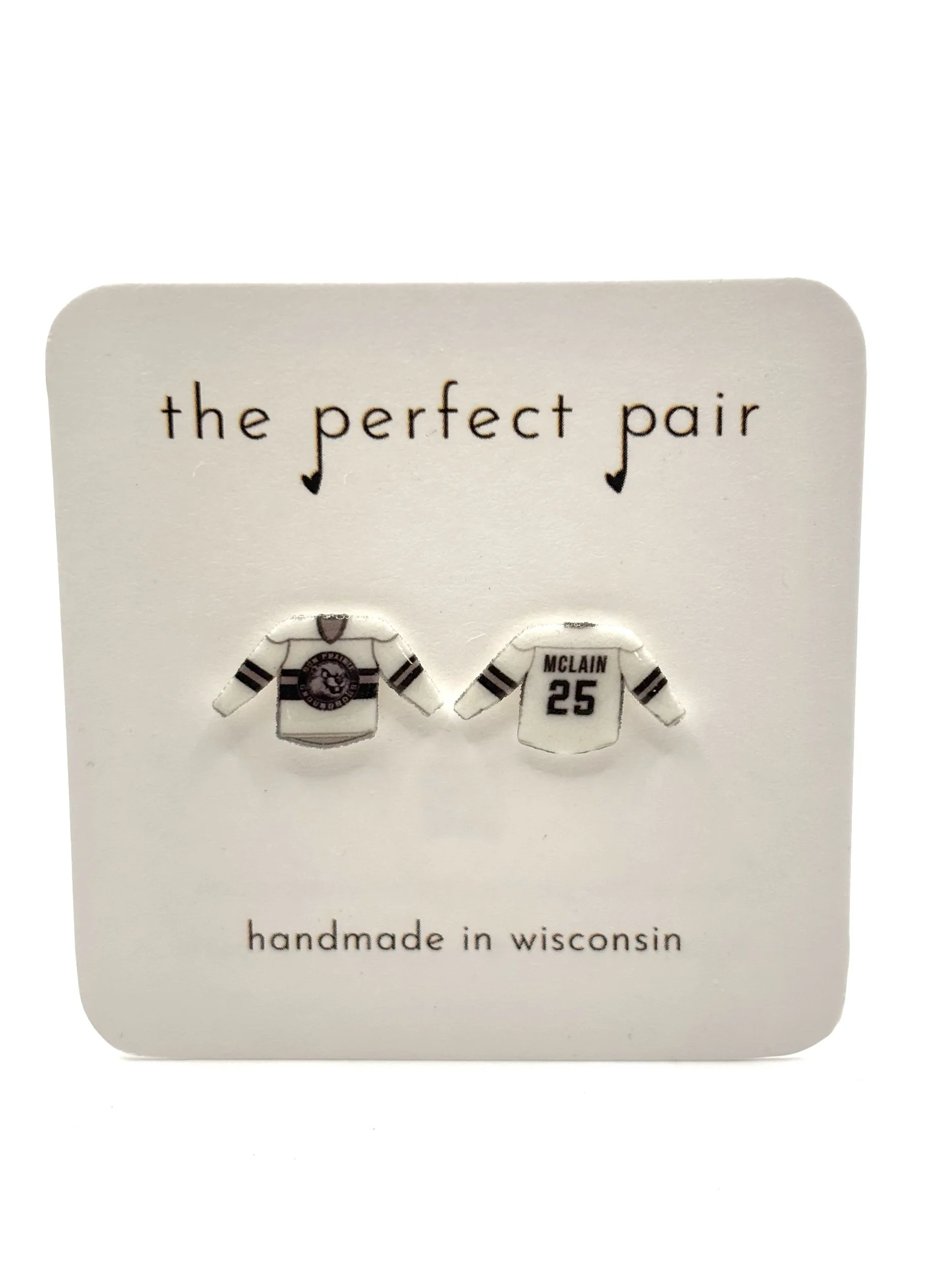 Sun Prairie Groundhogs Hockey Jersey Stud Earrings CUSTOMIZABLE