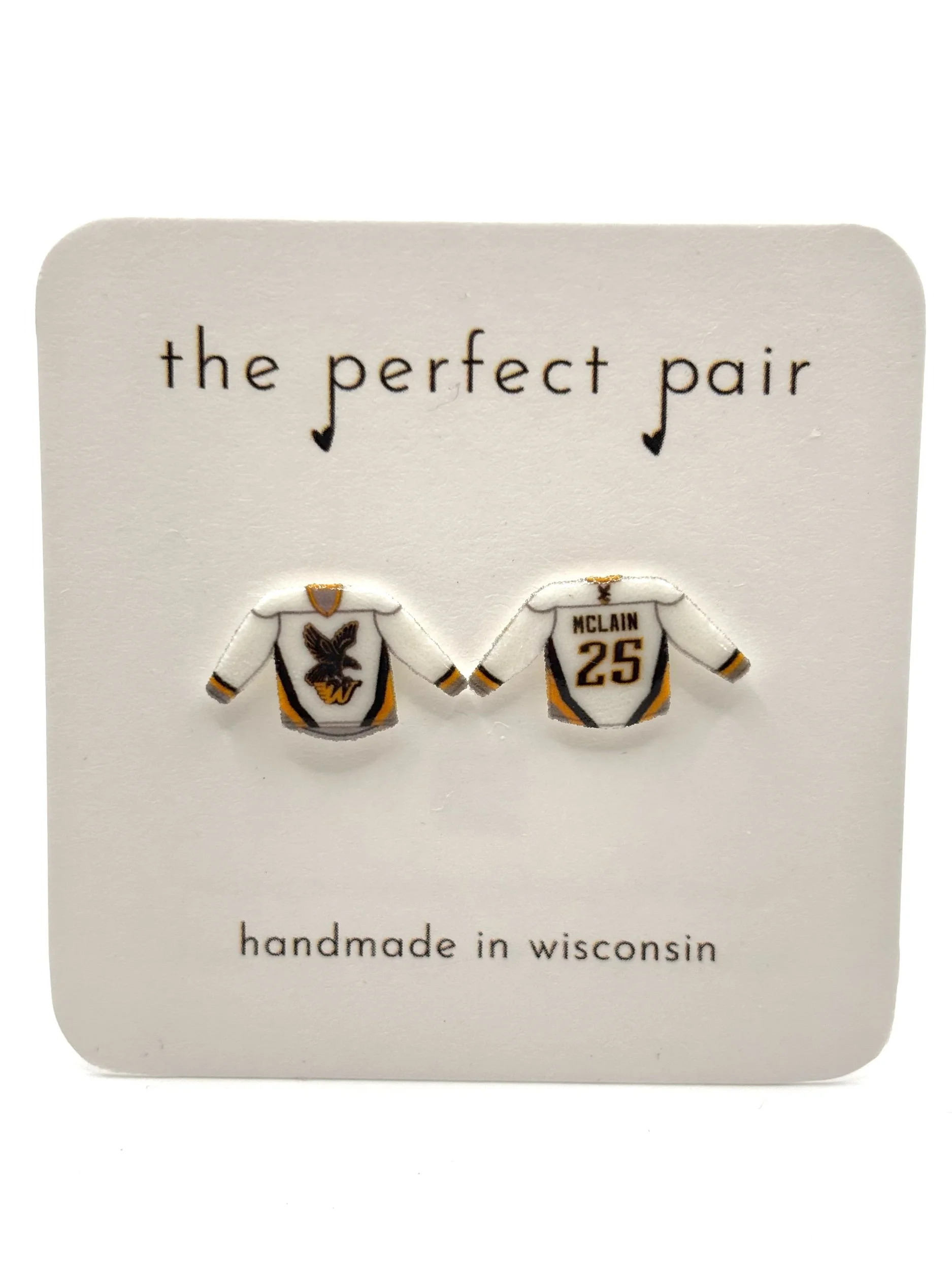 Waukesha Warhawks Hockey Jersey Stud Earrings CUSTOMIZABLE