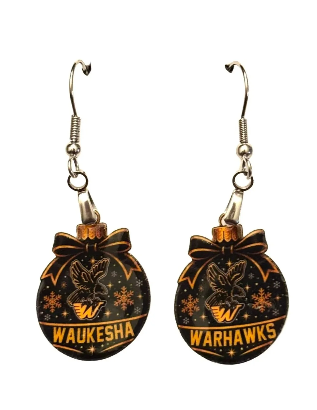 Waukesha Warhawks Christmas Ornament Earrings