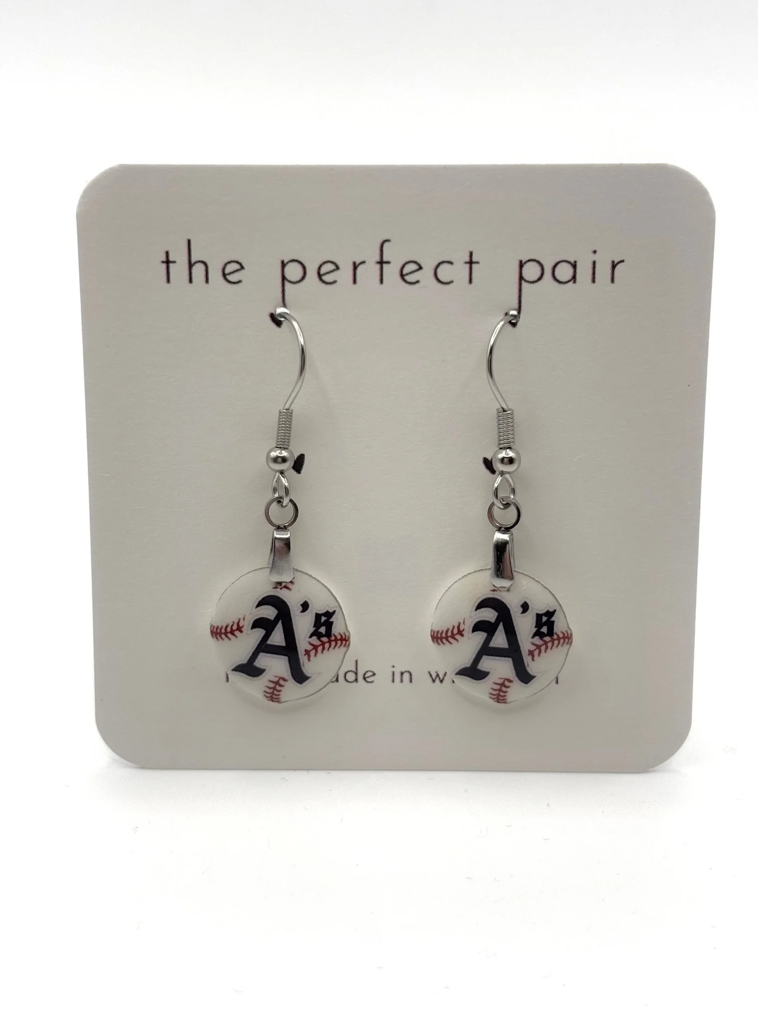 Eau Claire A’s Baseball Earrings - Logo only hanging