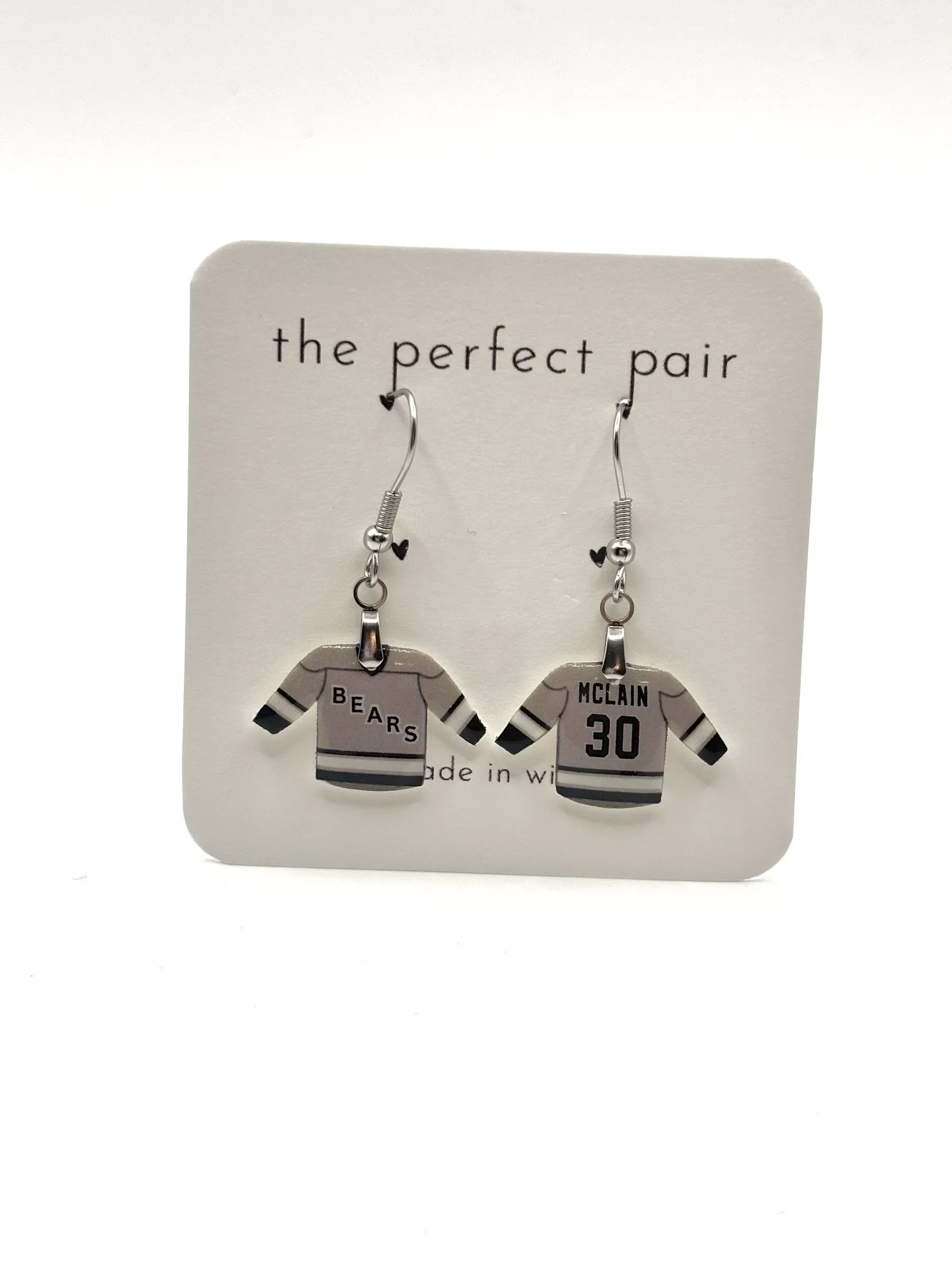 West Bend Bears Hockey Jersey Hanging Earrings CUSTOMIZABLE