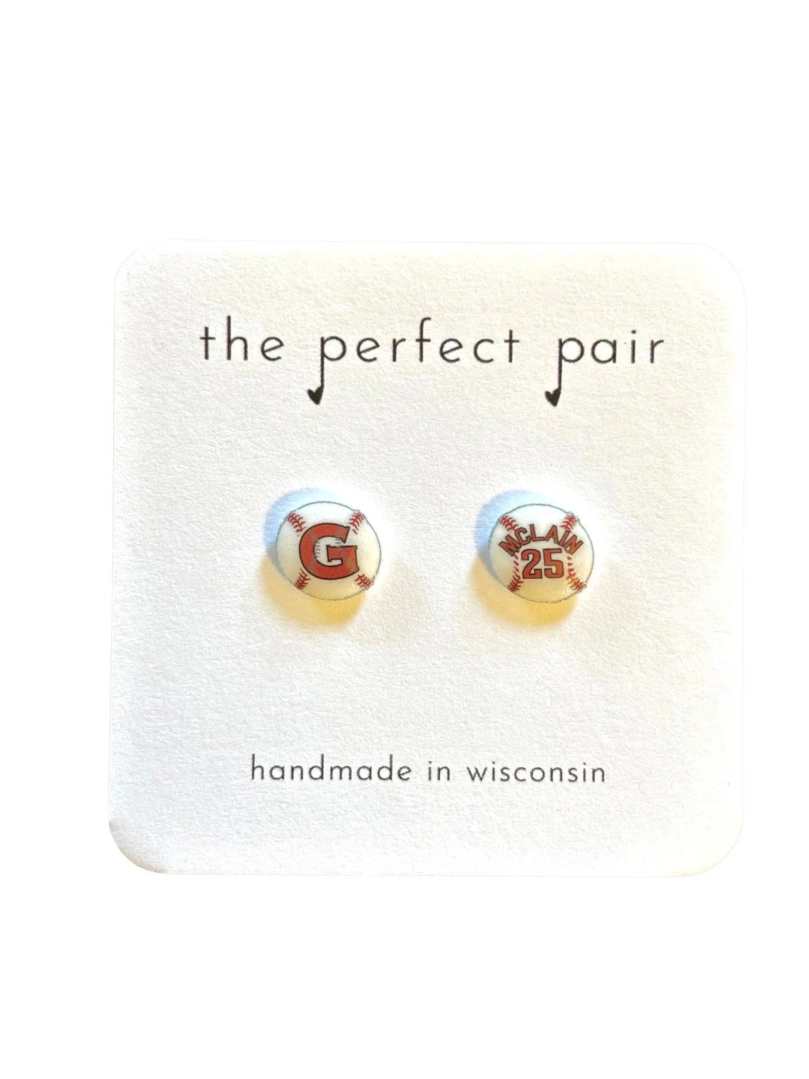 Grafton Baseball Customizable Earrings - Studs or Hanging