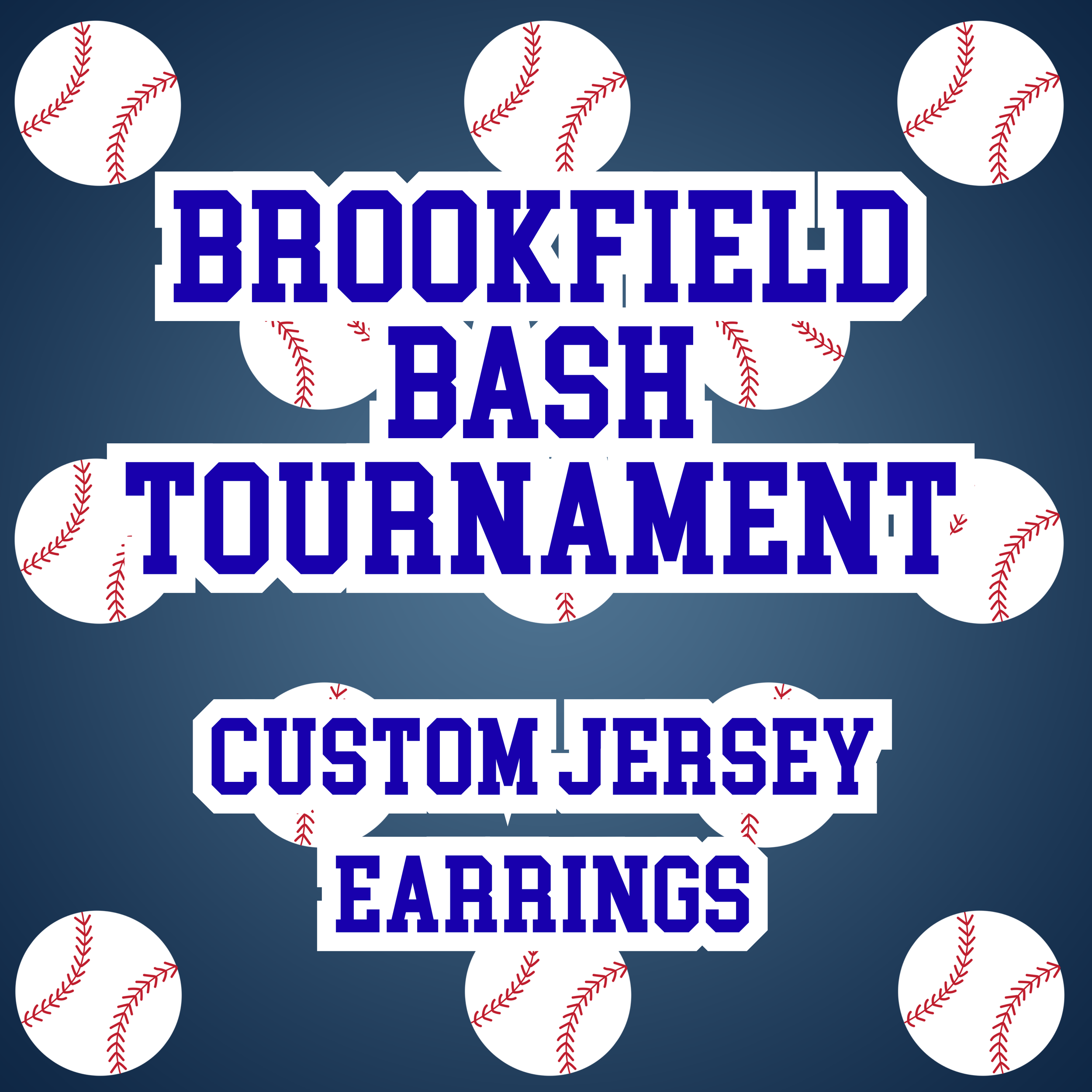 Brookfield Bash Baseball Custom Jersey Earrings CUSTOMIZABLE