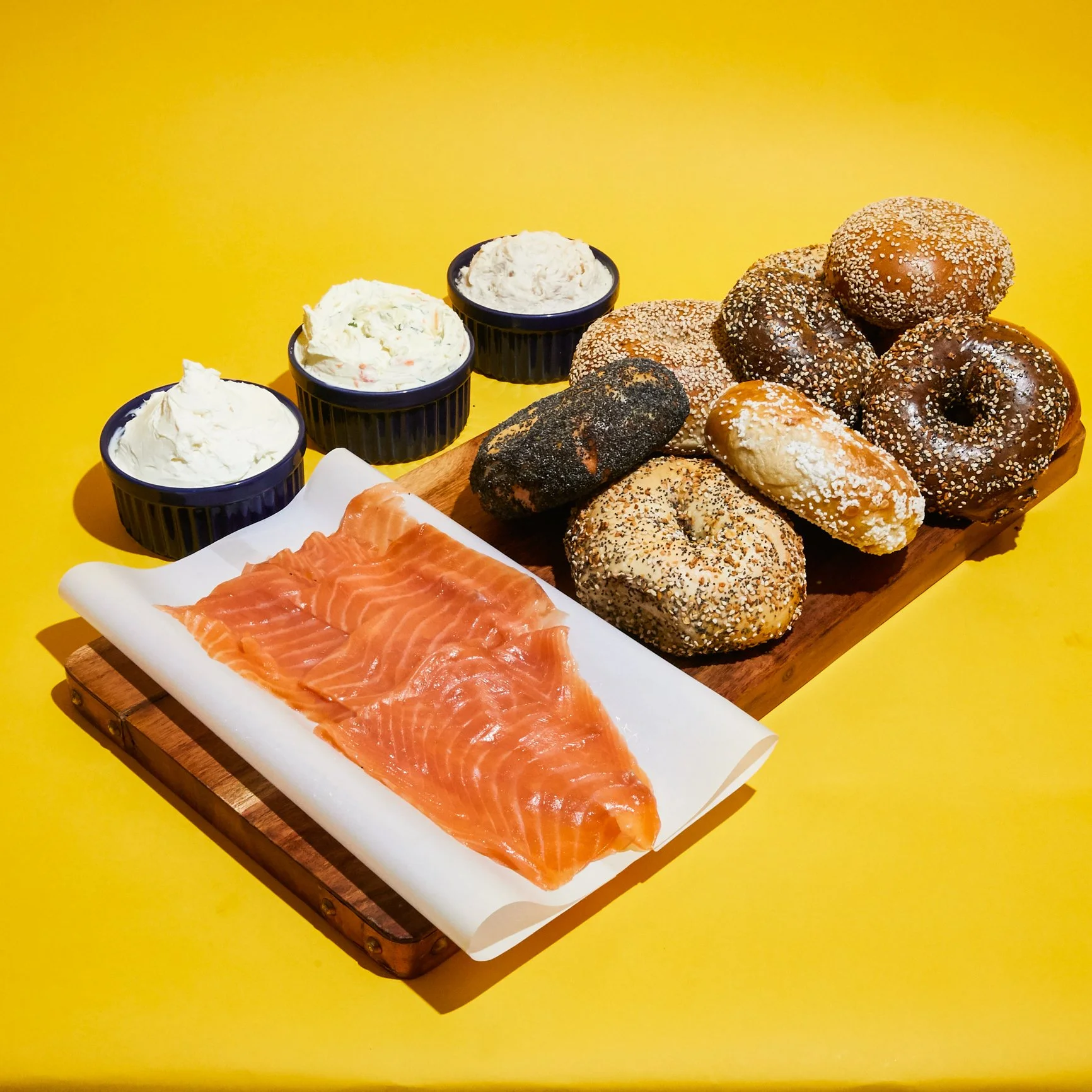 bagels and lox with cream cheese