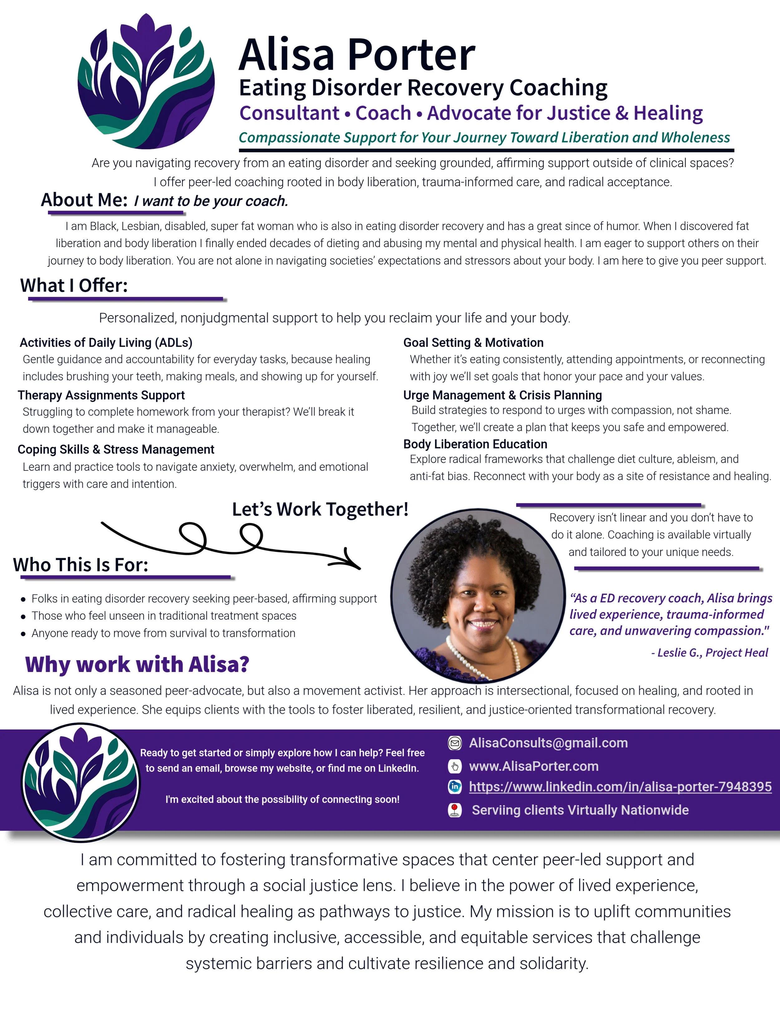 Eating Disorder Recovery Coaching Flyer