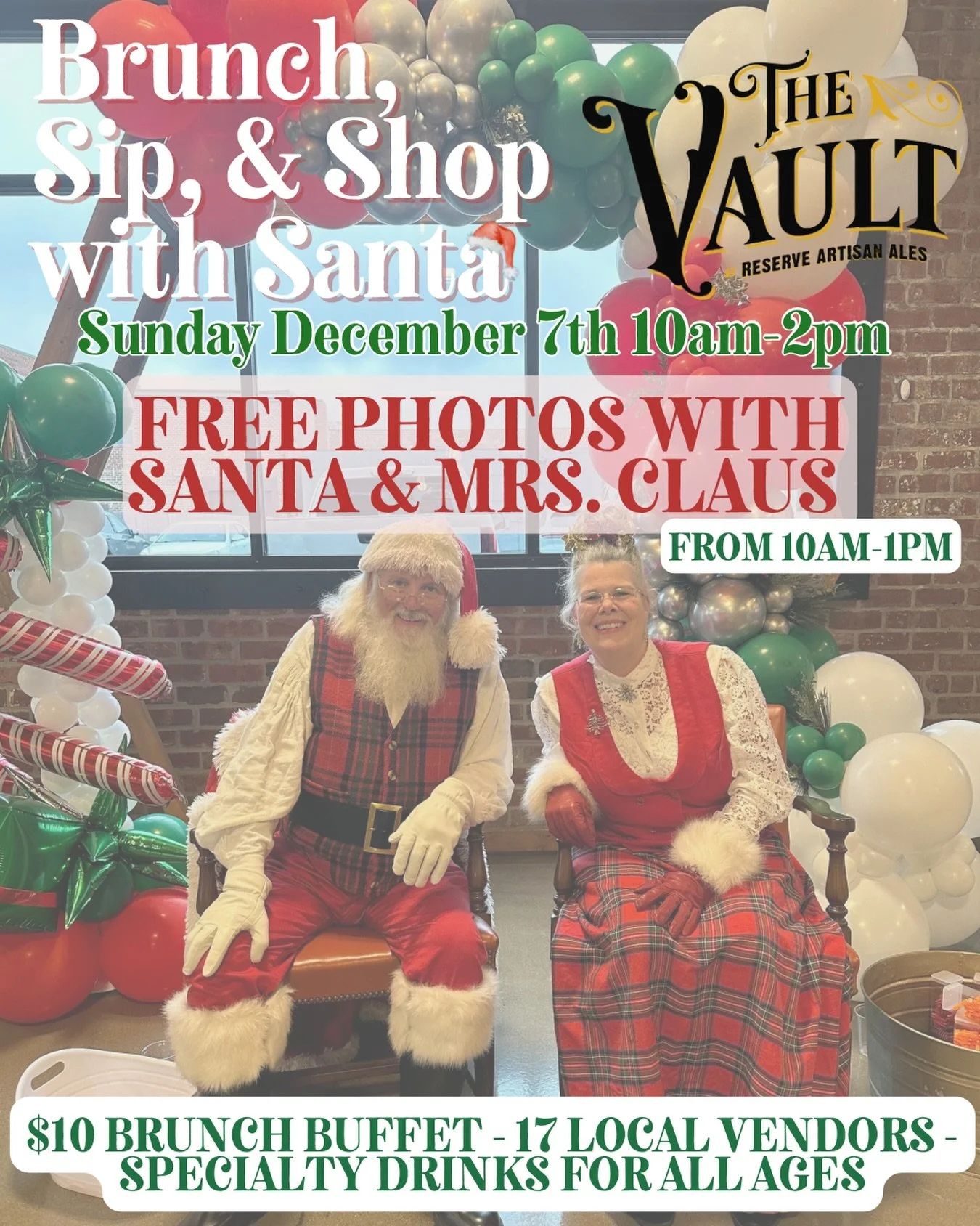 🎅Mr. &amp; Mrs. Claus are photo ready for the 3rd Annual Brunch, Sip &amp; Shop with Santa Market from 10am-1pm! 
📸 Event entry &amp; photos are FREE!!!