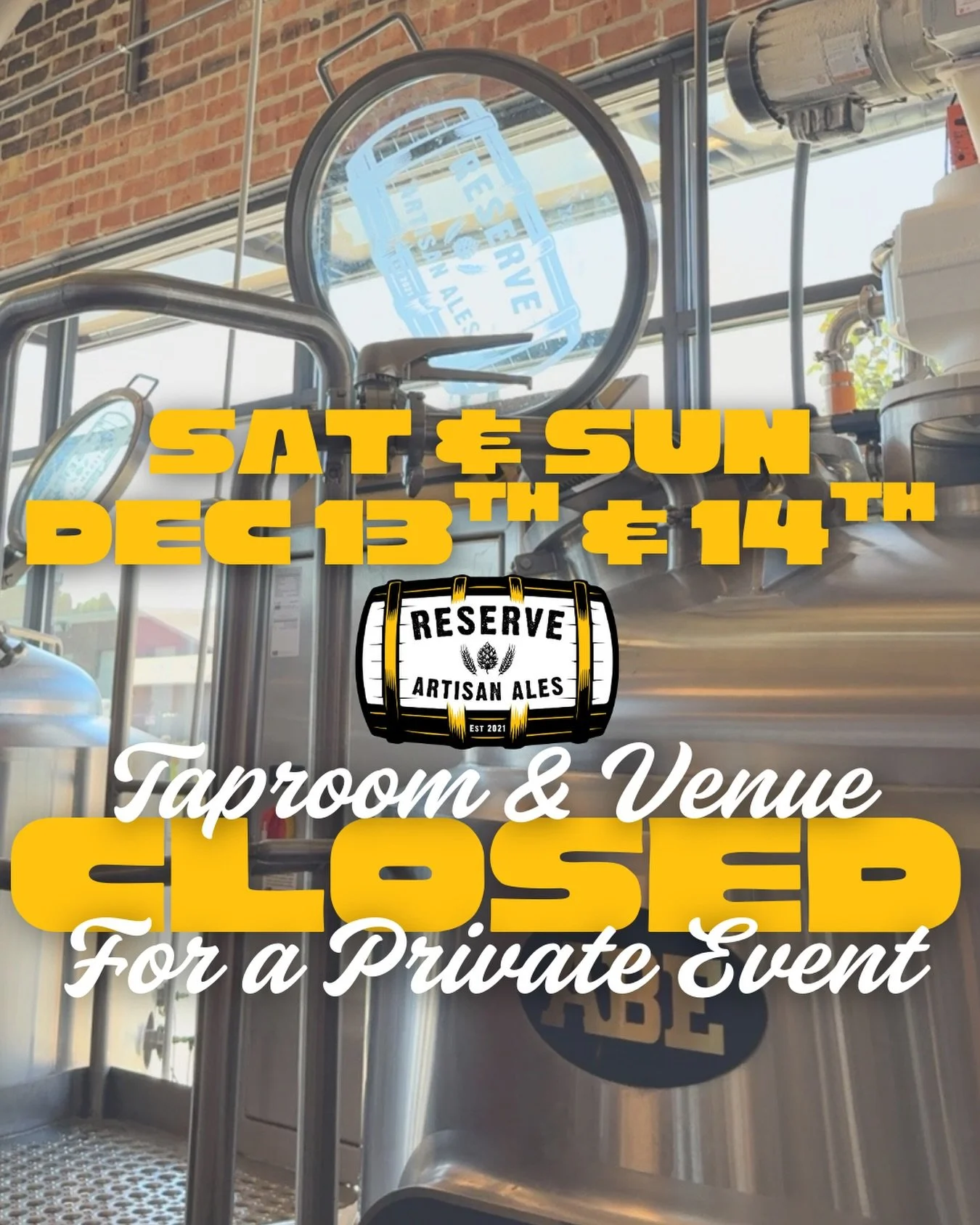 🚨SPREAD THE WORD🚨 
We will be CLOSED for a private event this Saturday &amp; Sunday.
