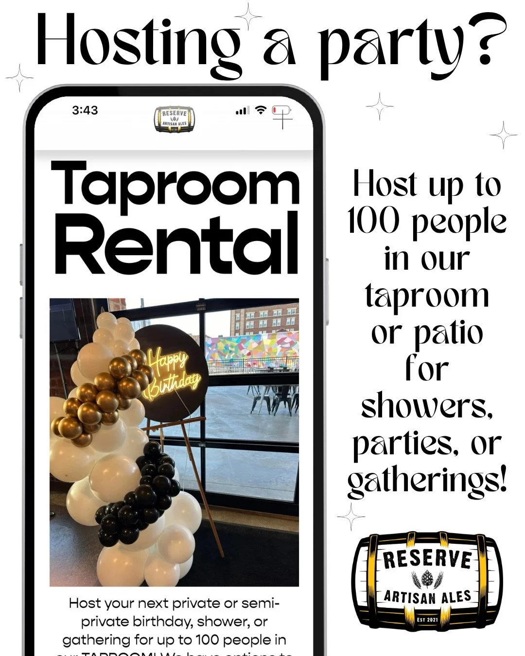 🎉Host your next private or semi-private birthday, shower, or gathering for up to 100 people in our TAPROOM or patio! 
🎂 We have options to make it seamless and fun for any gathering size. Find the options in the photos and inquire in our bio or lin