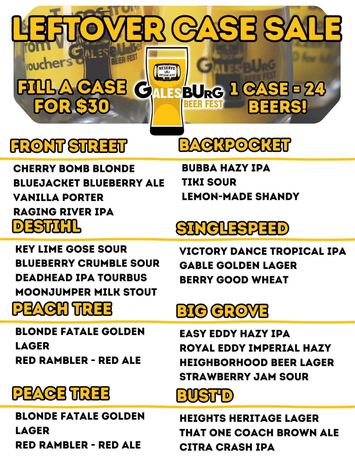 📣Our yearly post beer fest can clear out sale begins TOMORROW and it&rsquo;s one heck of a deal! Mix and match cans to fill a case (24 beers) for $30🍺