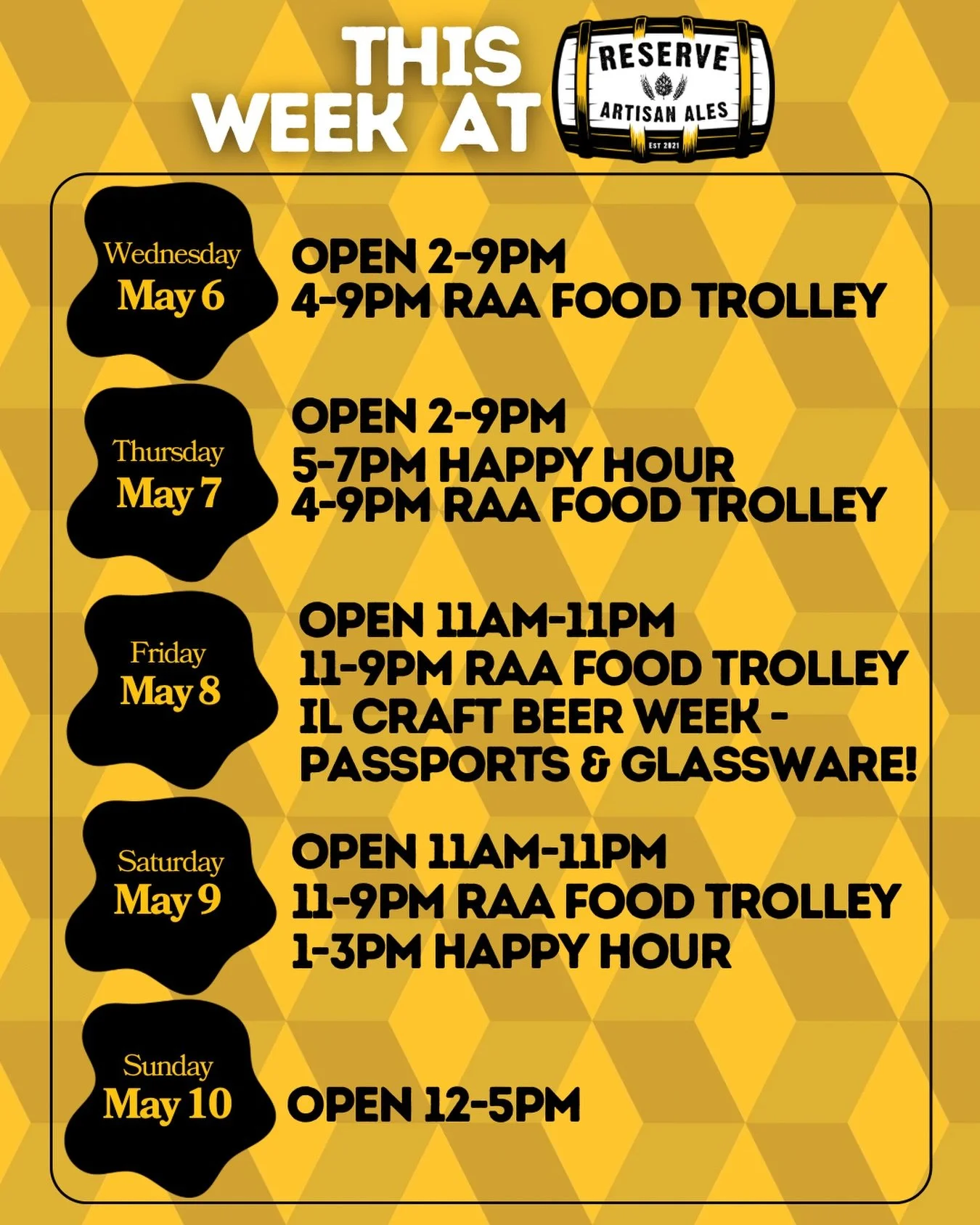 EXTENDED FOOD TROLLEY HOURS and @ilcraftbeerweek 🍻
See you Wednesday!