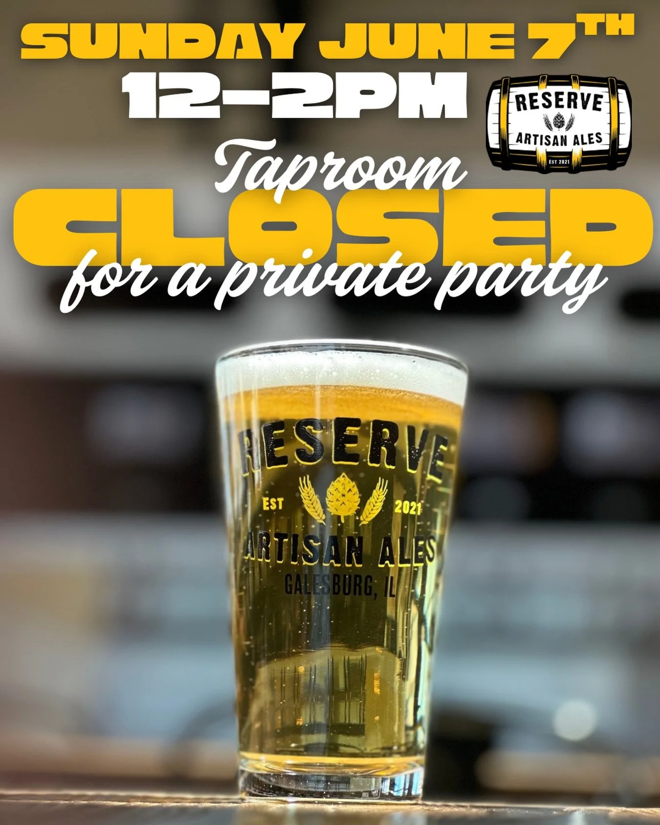 This Sunday(6/7), we will open at 2pm once a private taproom event concludes. See you from 2-5pm! 🍻