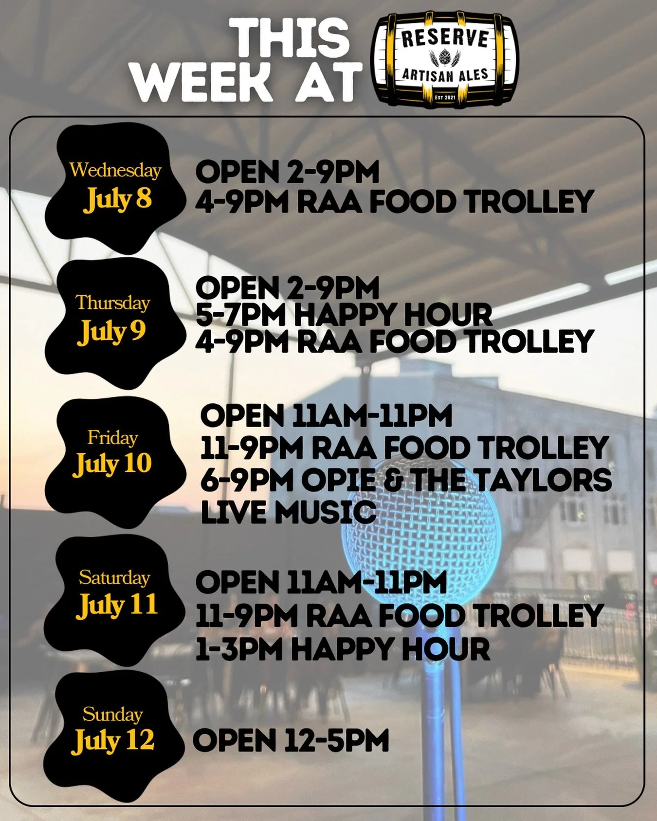 Back for more drinks, food, and fun with Opie &amp; The Taylors LIVE @ RAA! 🎶