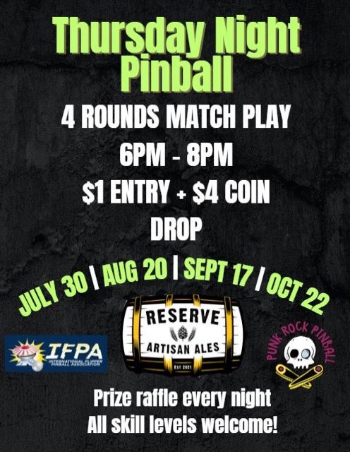 🏆Thursday Night Pinball is back in session starting this month. See you in a few weeks!🍻 #pinball #galesburgillinois
