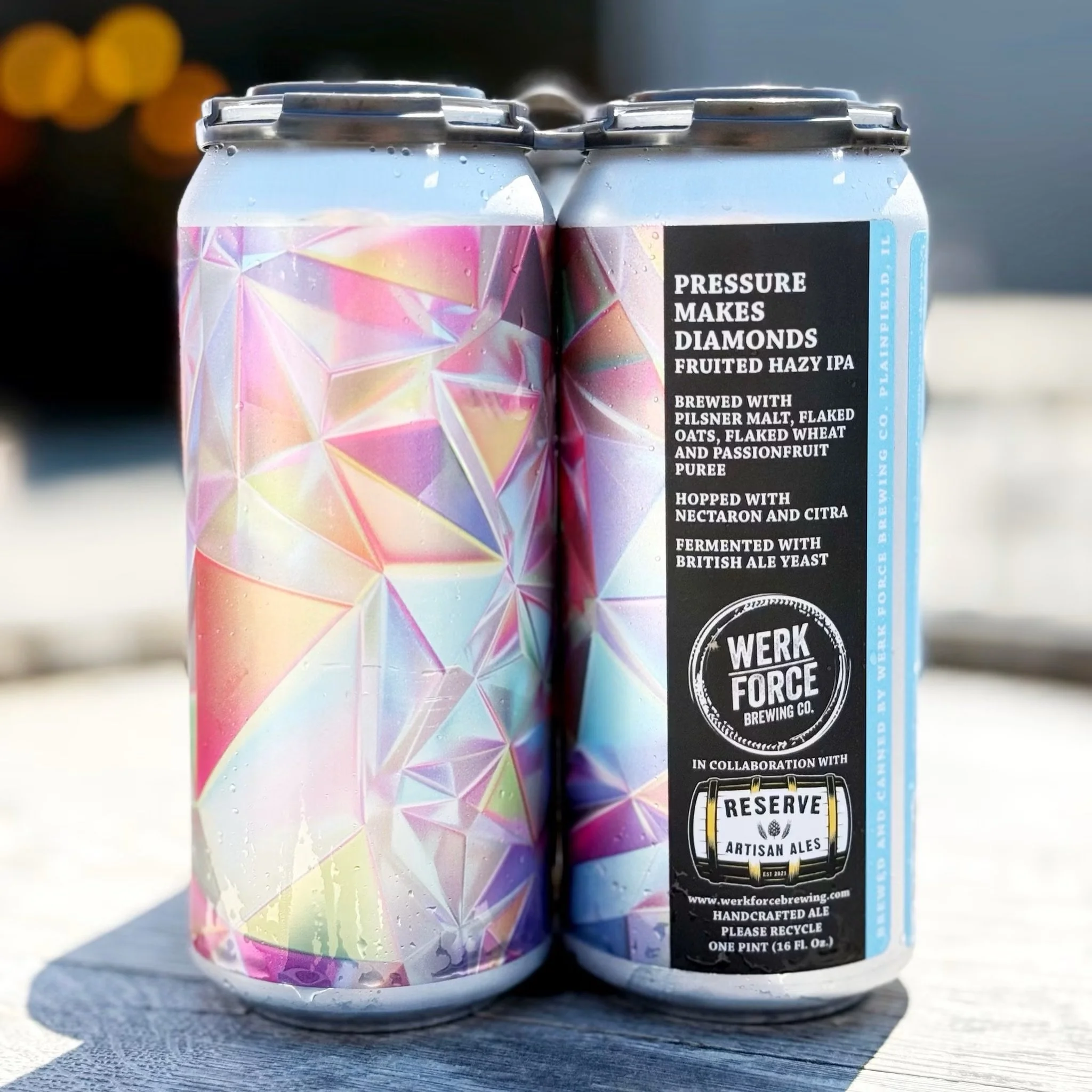🎉Get Excited! Our newest collab beer with @werkforcebrewing has made its way into our taproom today on tap and to go&mdash;Pressure Makes Diamonds&mdash;Passionfruit Hazy IPA - 6.5% ABV

Brewed in collaboration with our friends at Werk Force Brewing